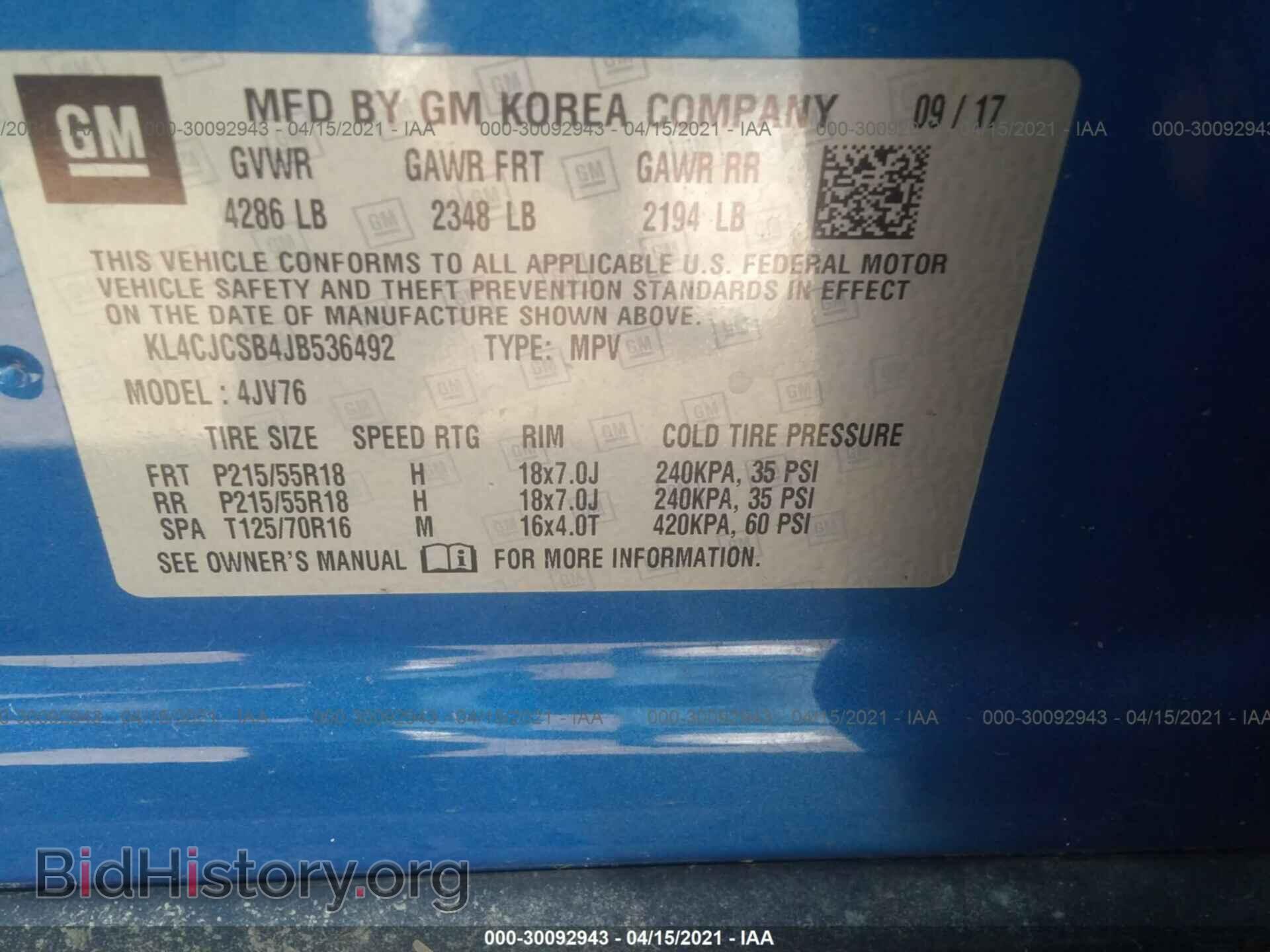 2018 BUICK ENCORE - VIN: KL4CJCSB4JB536492 - Photo 9