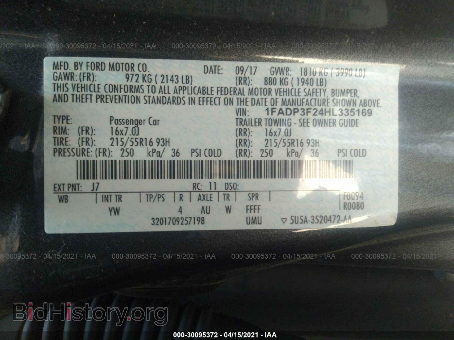 2017 FORD FOCUS - VIN: 1FADP3F24HL335169 - Фото 9
