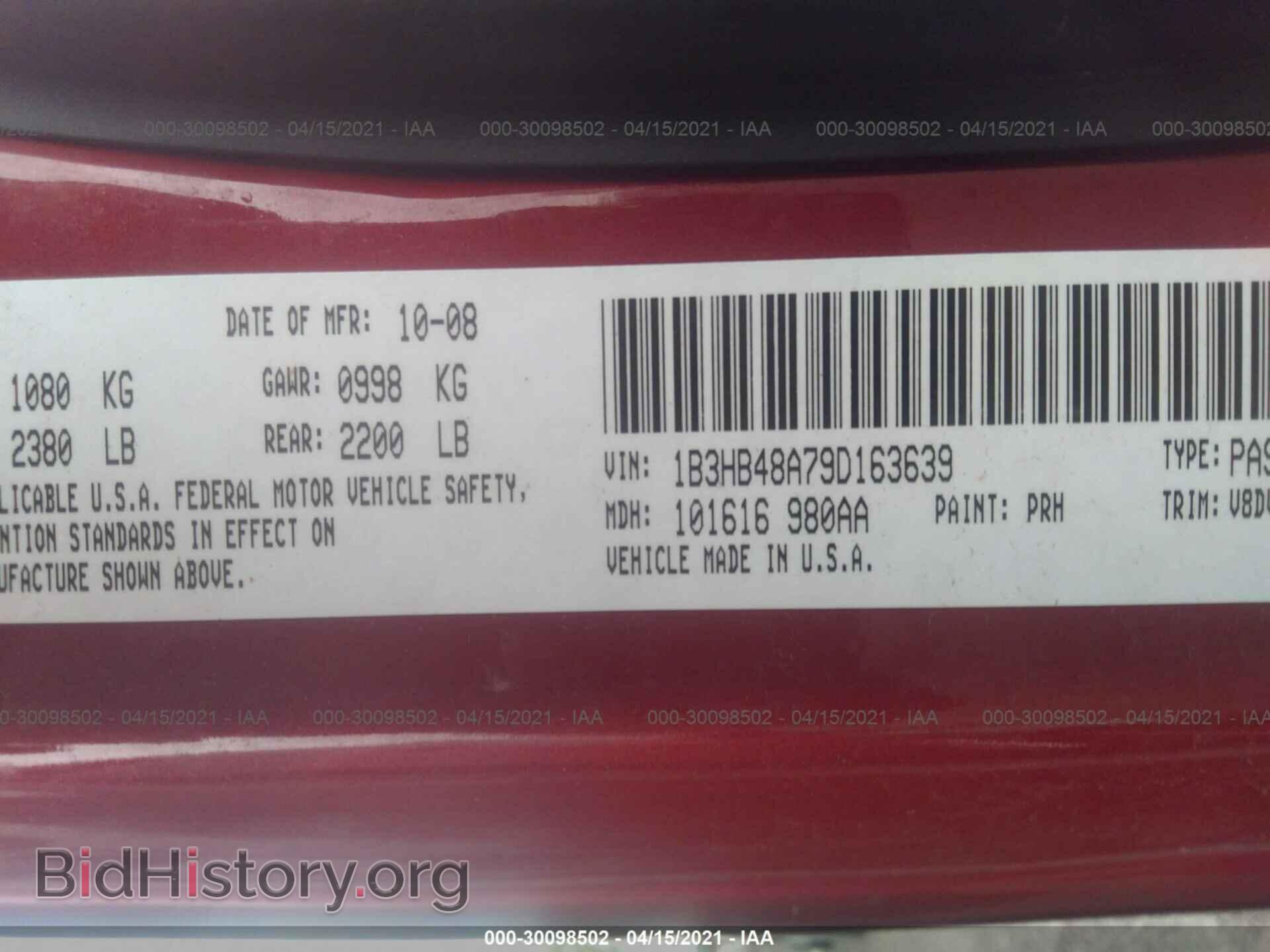 2009 DODGE CALIBER - VIN: 1B3HB48A79D163639 - Photo 9