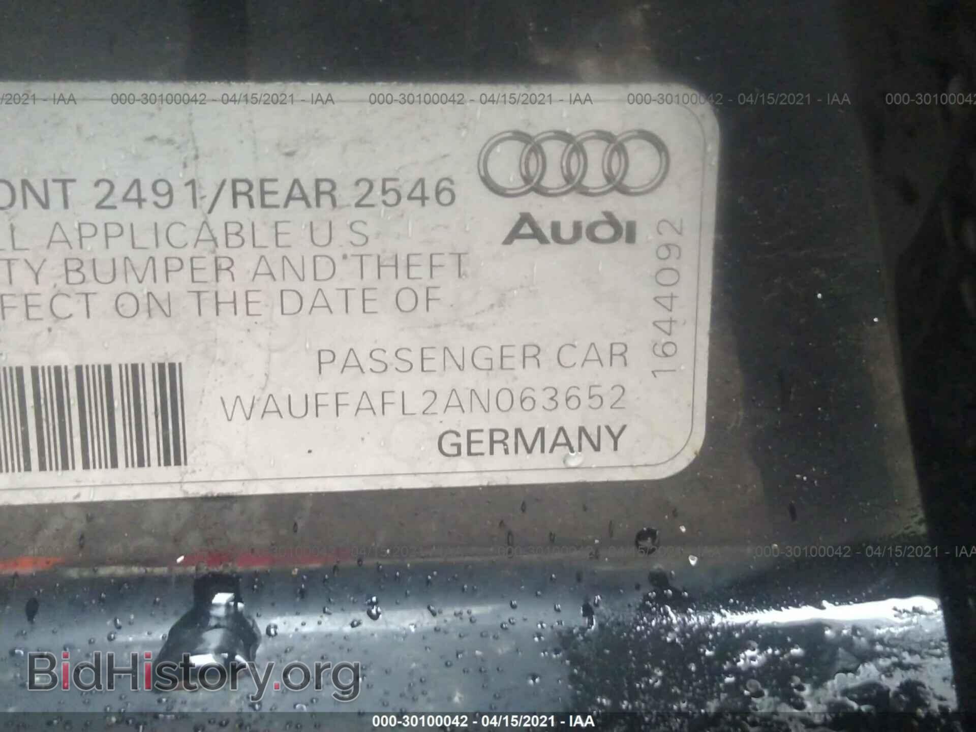 2010 AUDI A4 - VIN: WAUFFAFL2AN063652 - Фото 9