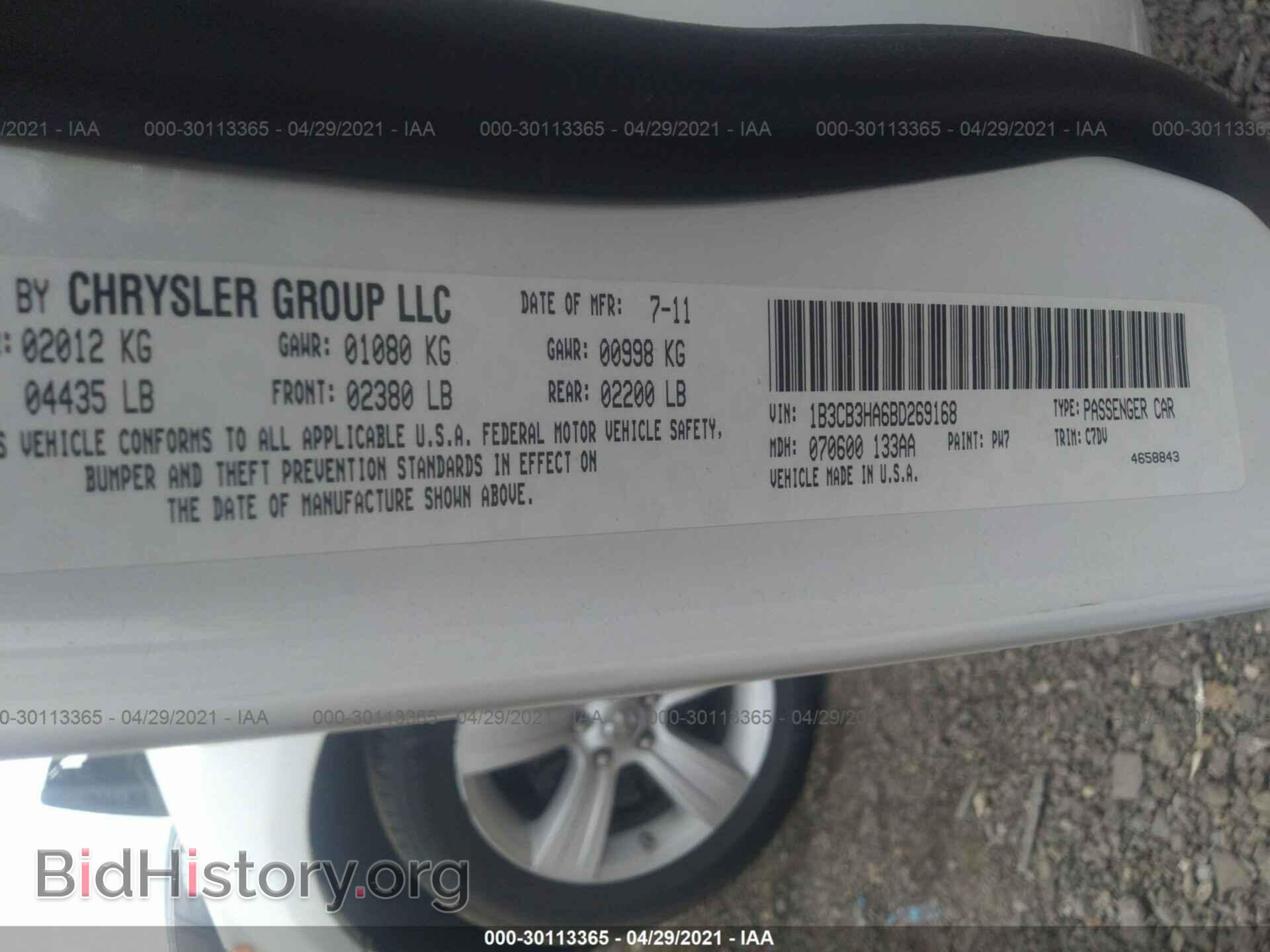 2011 DODGE CALIBER - VIN: 1B3CB3HA6BD269168 - Фото 9