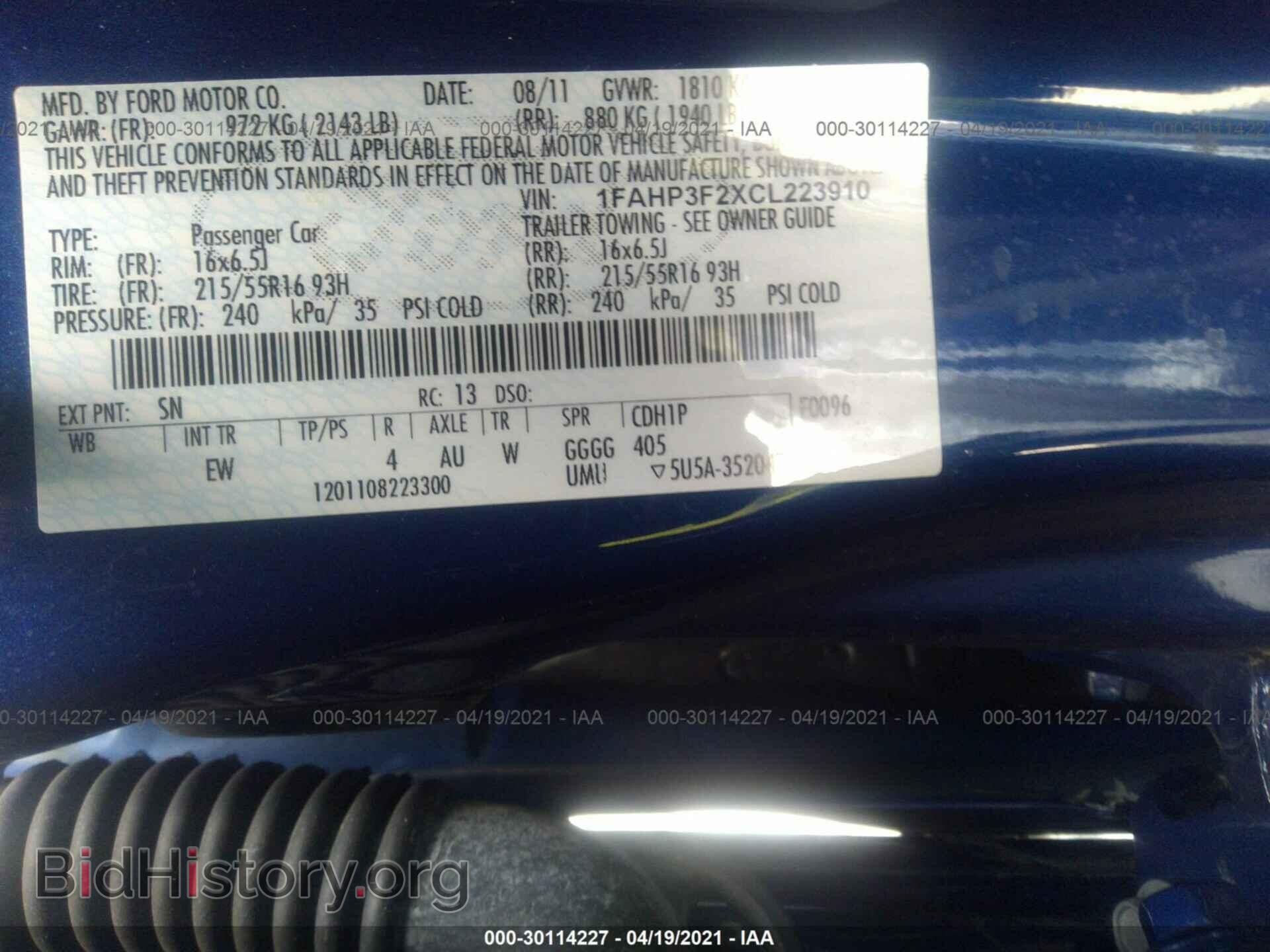 2012 FORD FOCUS - VIN: 1FAHP3F2XCL223910 - Фото 9