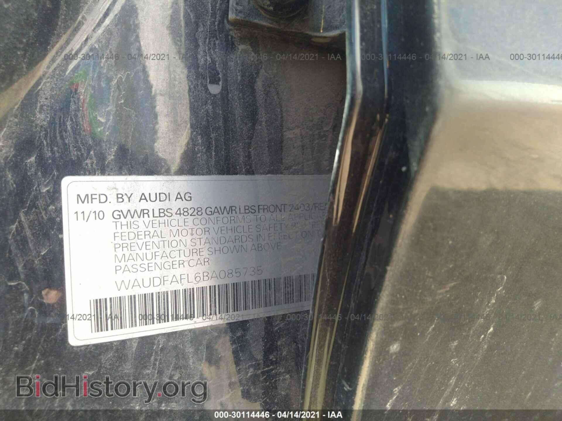 2011 AUDI A4 - VIN: WAUDFAFL6BA085735 - Фото 9