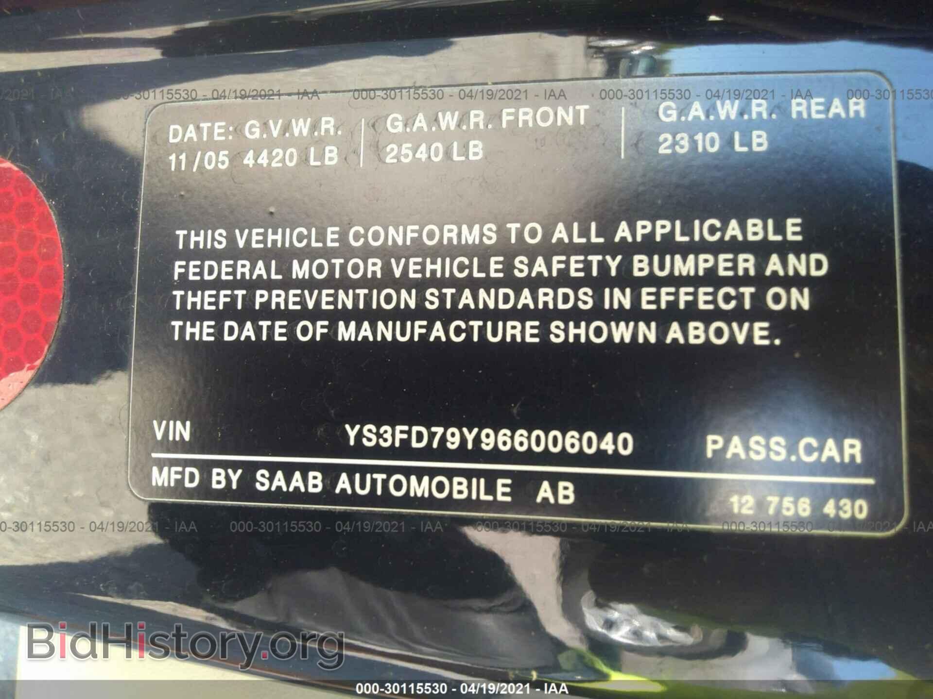 2006 SAAB 9-3 - VIN: YS3FD79Y966006040 - Фото 9