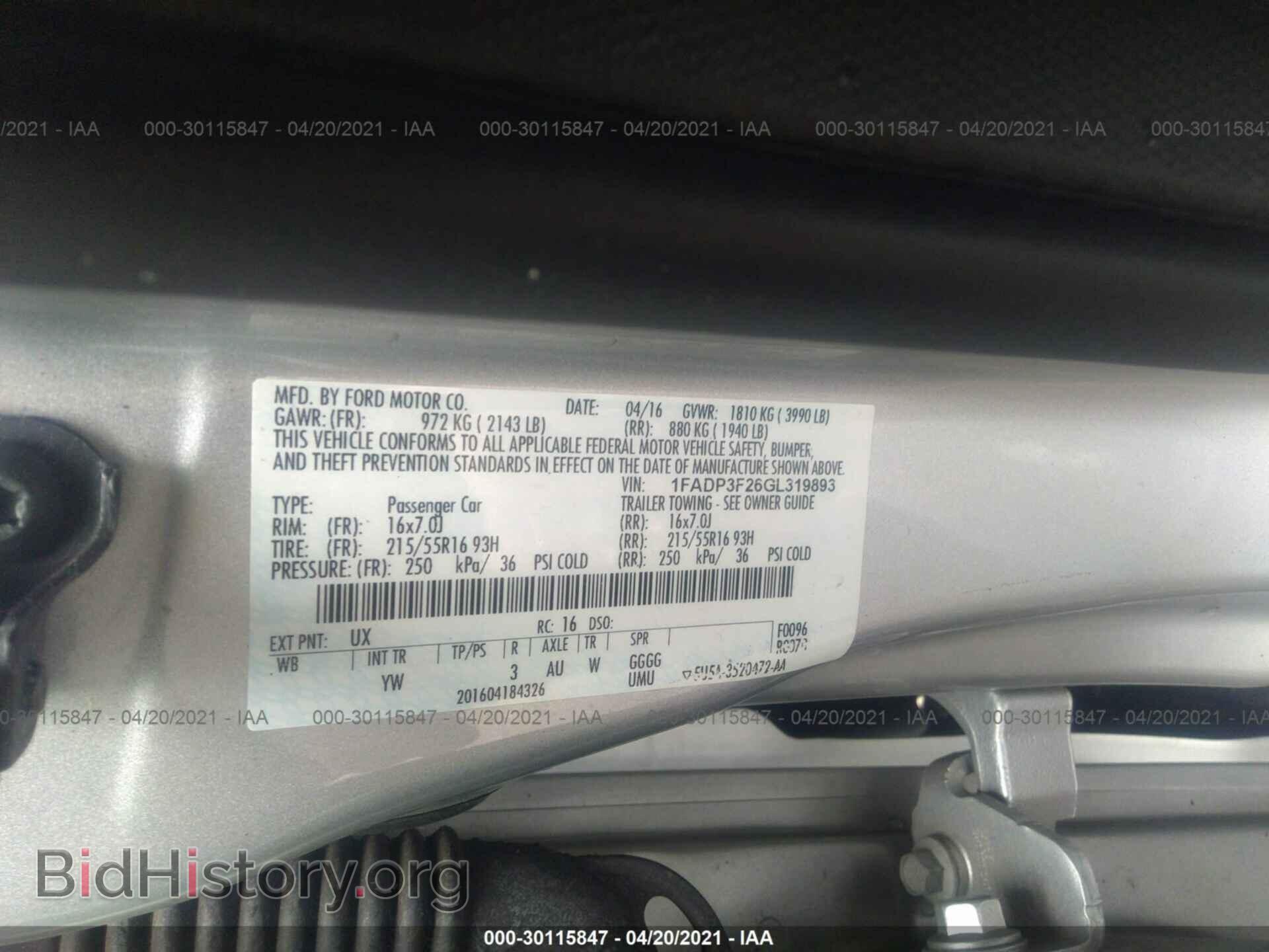 2016 FORD FOCUS - VIN: 1FADP3F26GL319893 - Фото 9