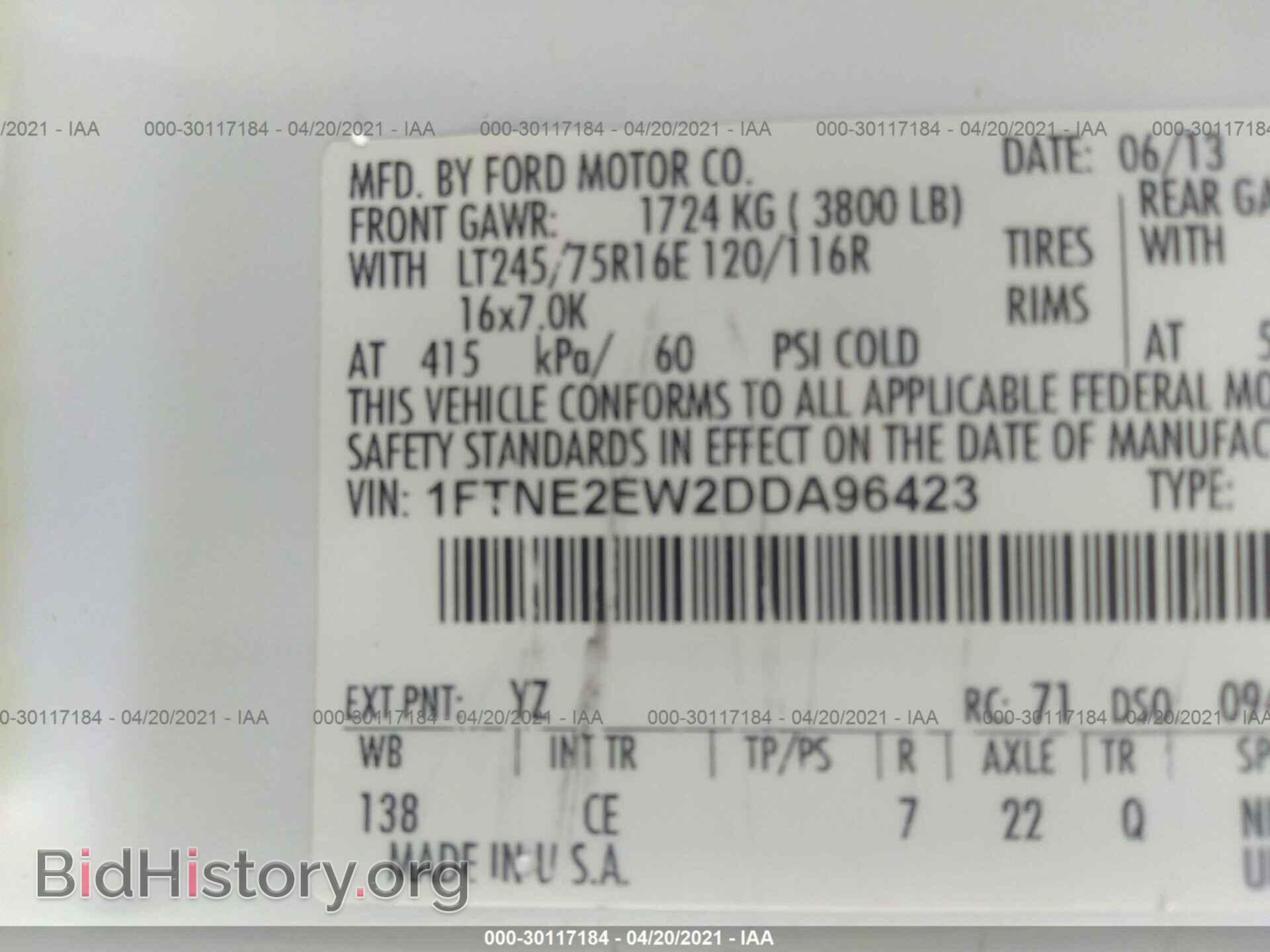 2013 FORD ECONOLINE CARGO VAN - VIN: 1FTNE2EW2DDA96423 - Фото 9