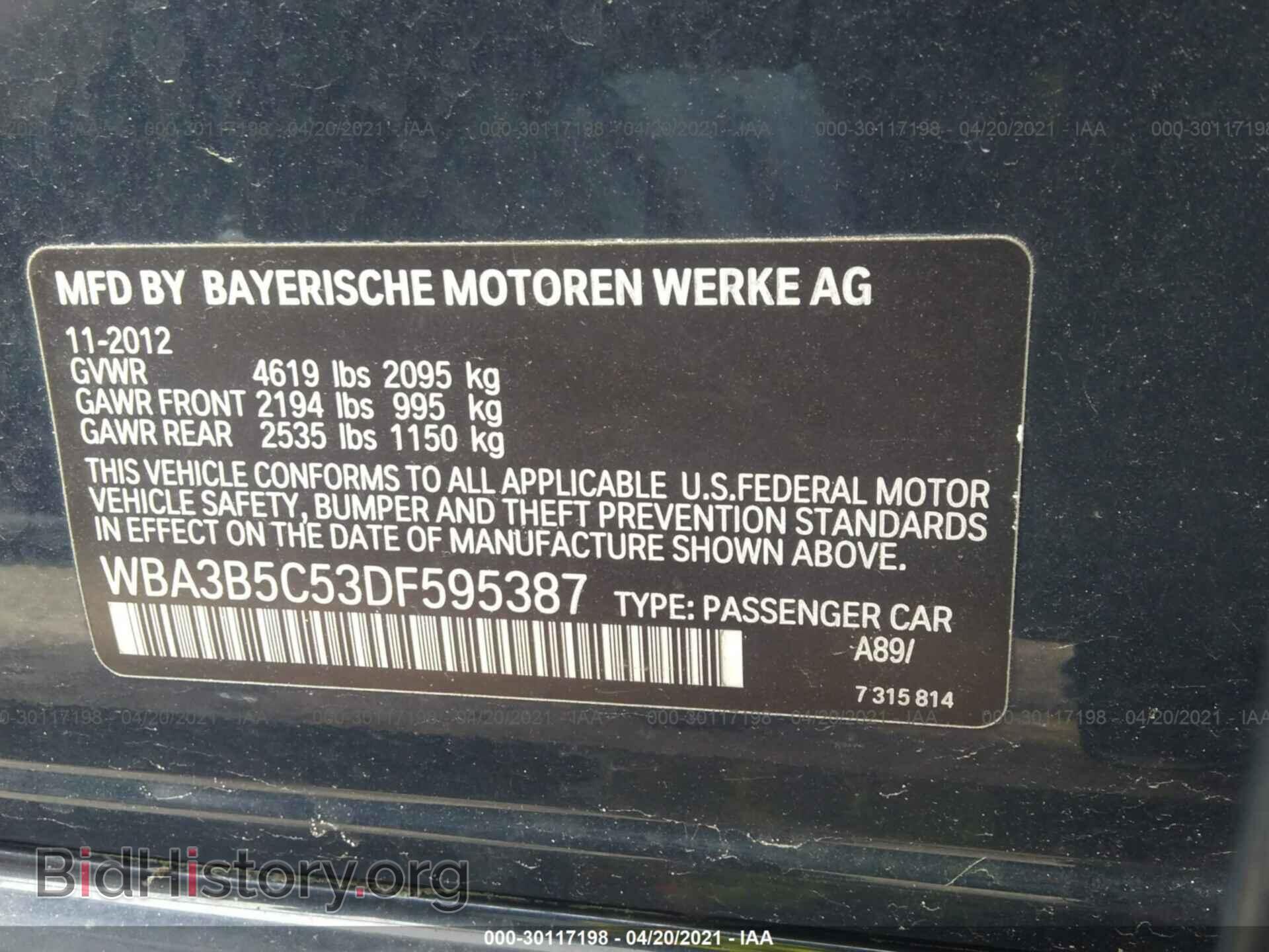 2013 BMW 3 SERIES - VIN: WBA3B5C53DF595387 - Photo 9