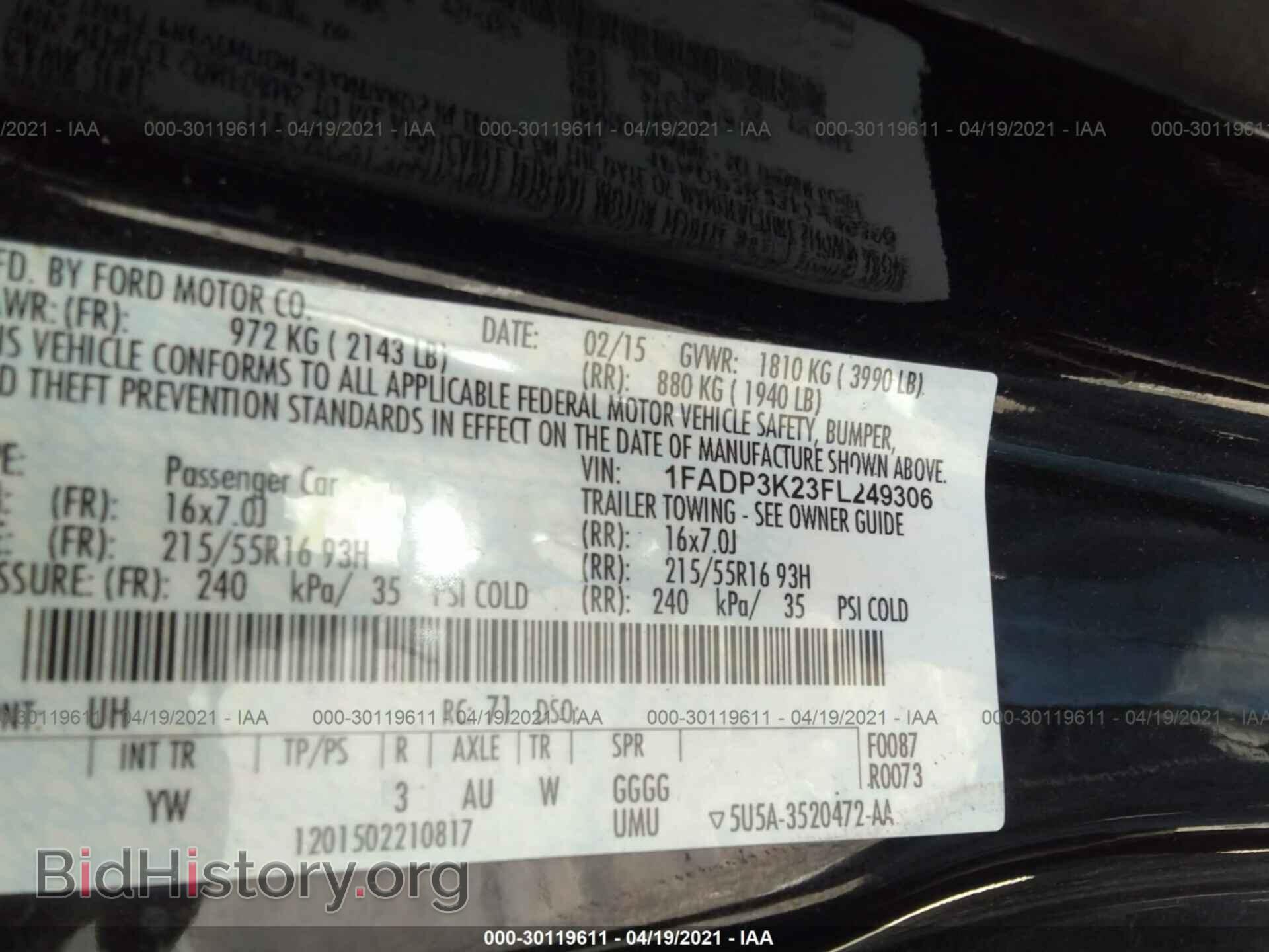2015 FORD FOCUS - VIN: 1FADP3K23FL249306 - Фото 9