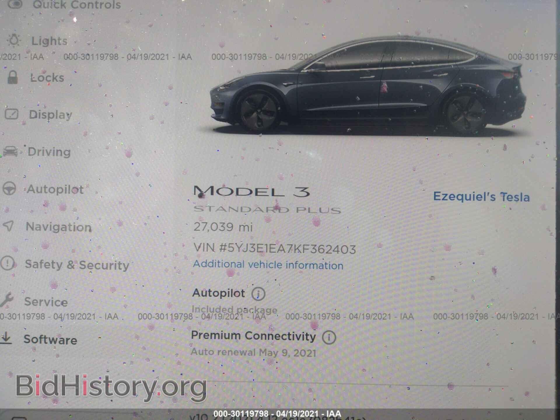 2019 TESLA MODEL 3 - VIN: 5YJ3E1EA7KF362403 - Photo 7