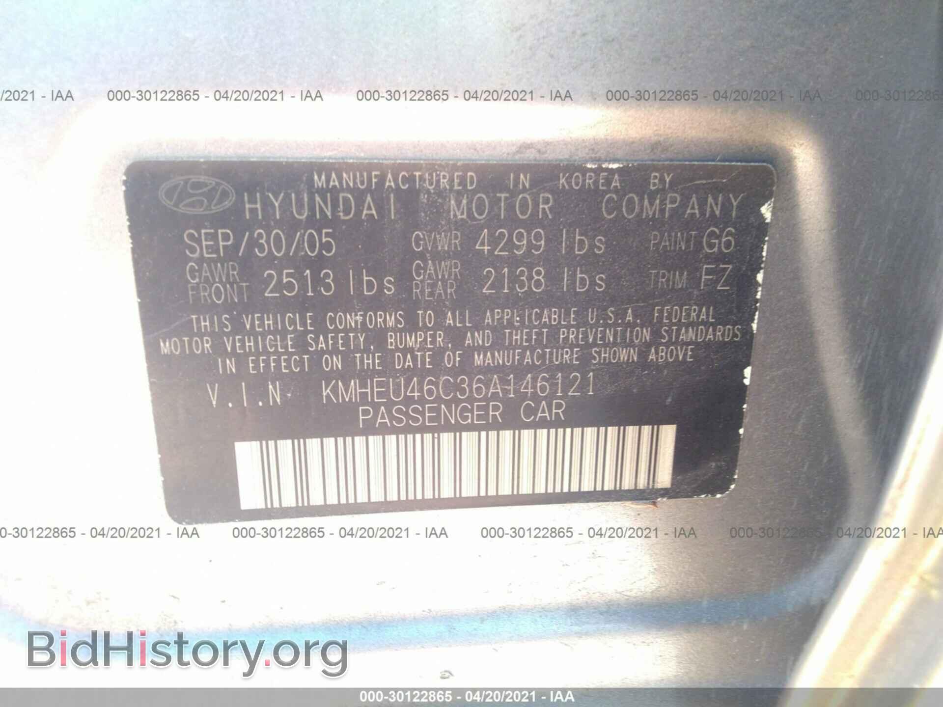 2006 HYUNDAI SONATA - VIN: KMHEU46C36A146121 - Фото 9
