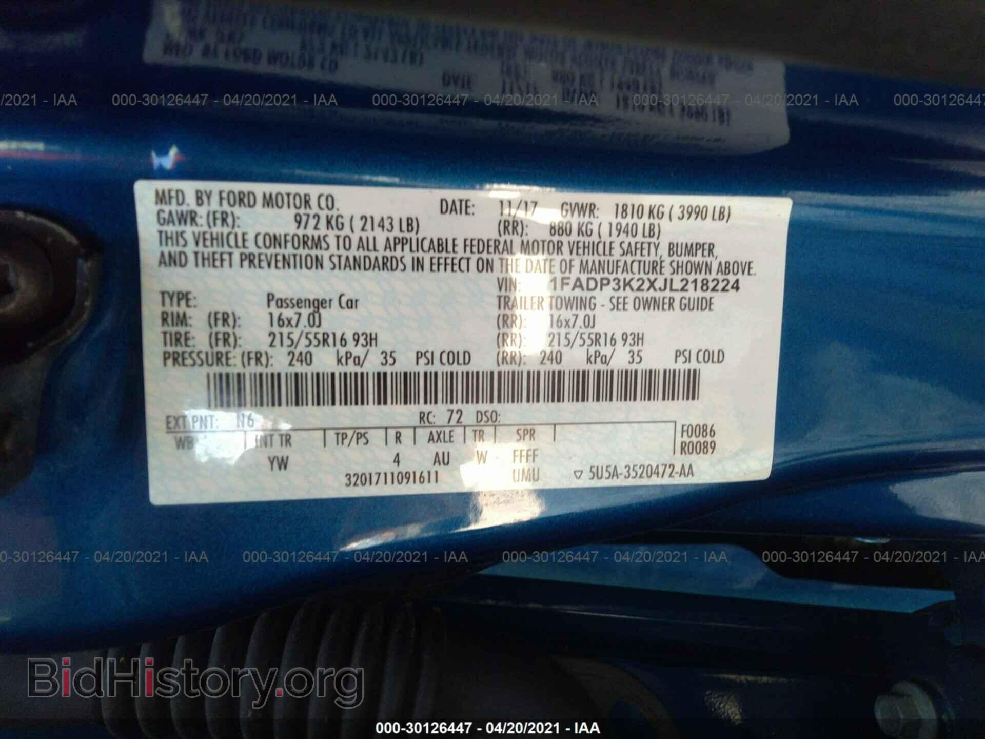 2018 FORD FOCUS - VIN: 1FADP3K2XJL218224 - Фото 9