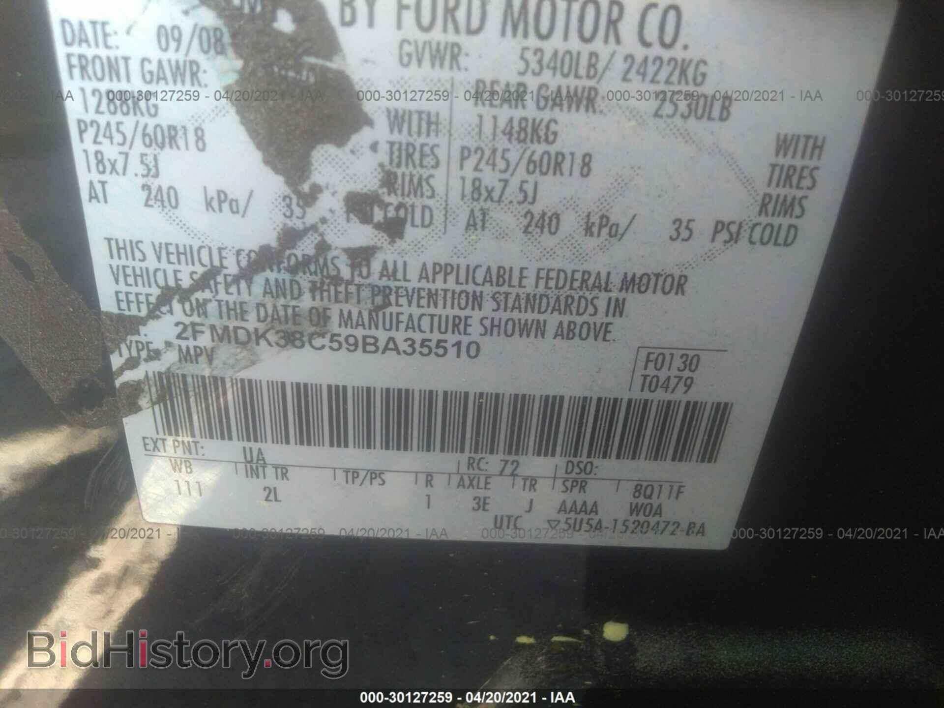 2009 FORD EDGE - VIN: 2FMDK38C59BA35510 - Photo 9