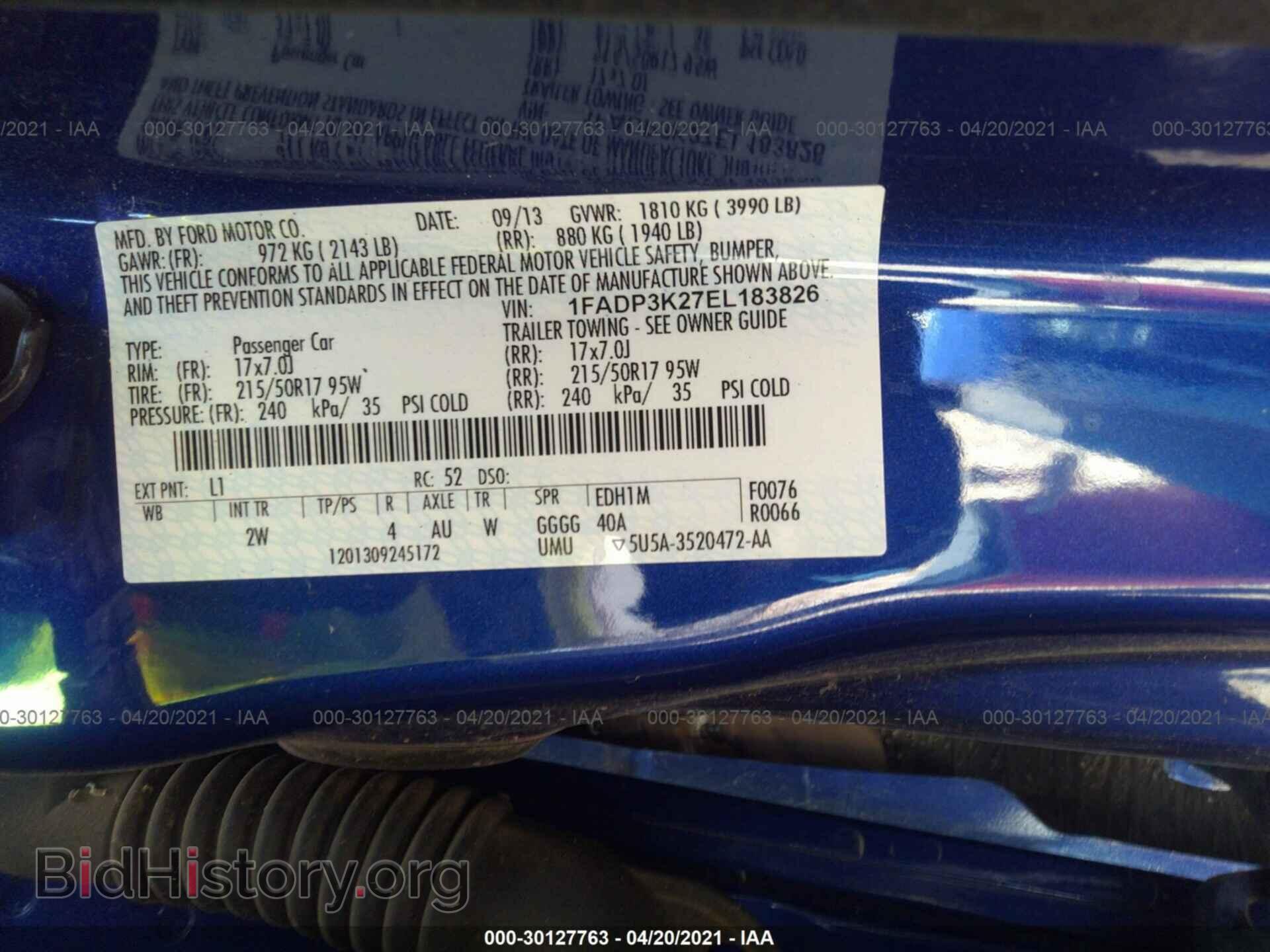 2014 FORD FOCUS - VIN: 1FADP3K27EL183826 - Фото 9