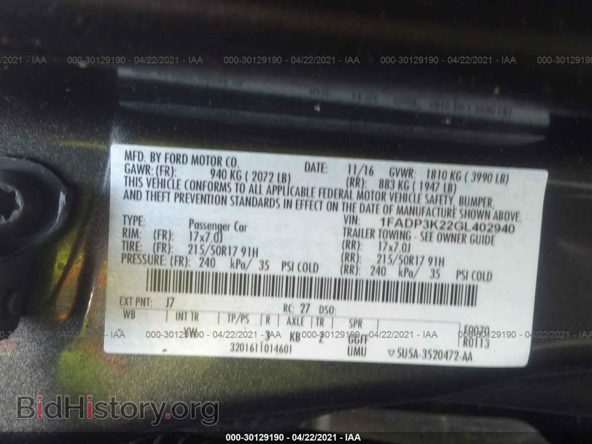 2016 FORD FOCUS - VIN: 1FADP3K22GL402940 - Photo 9