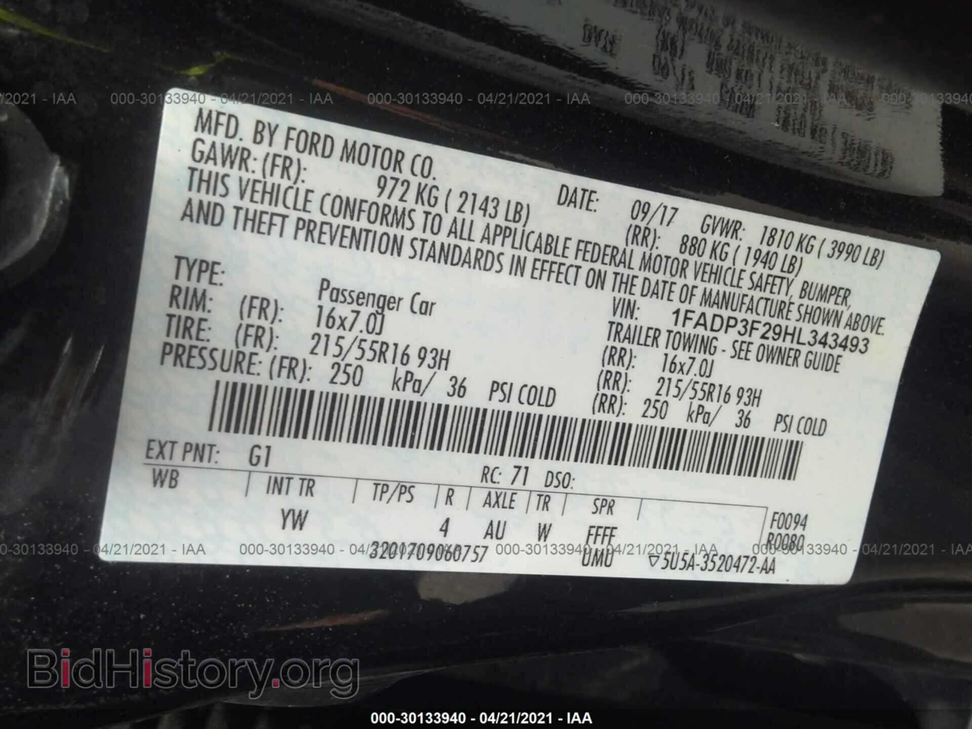 2017 FORD FOCUS - VIN: 1FADP3F29HL343493 - Photo 9