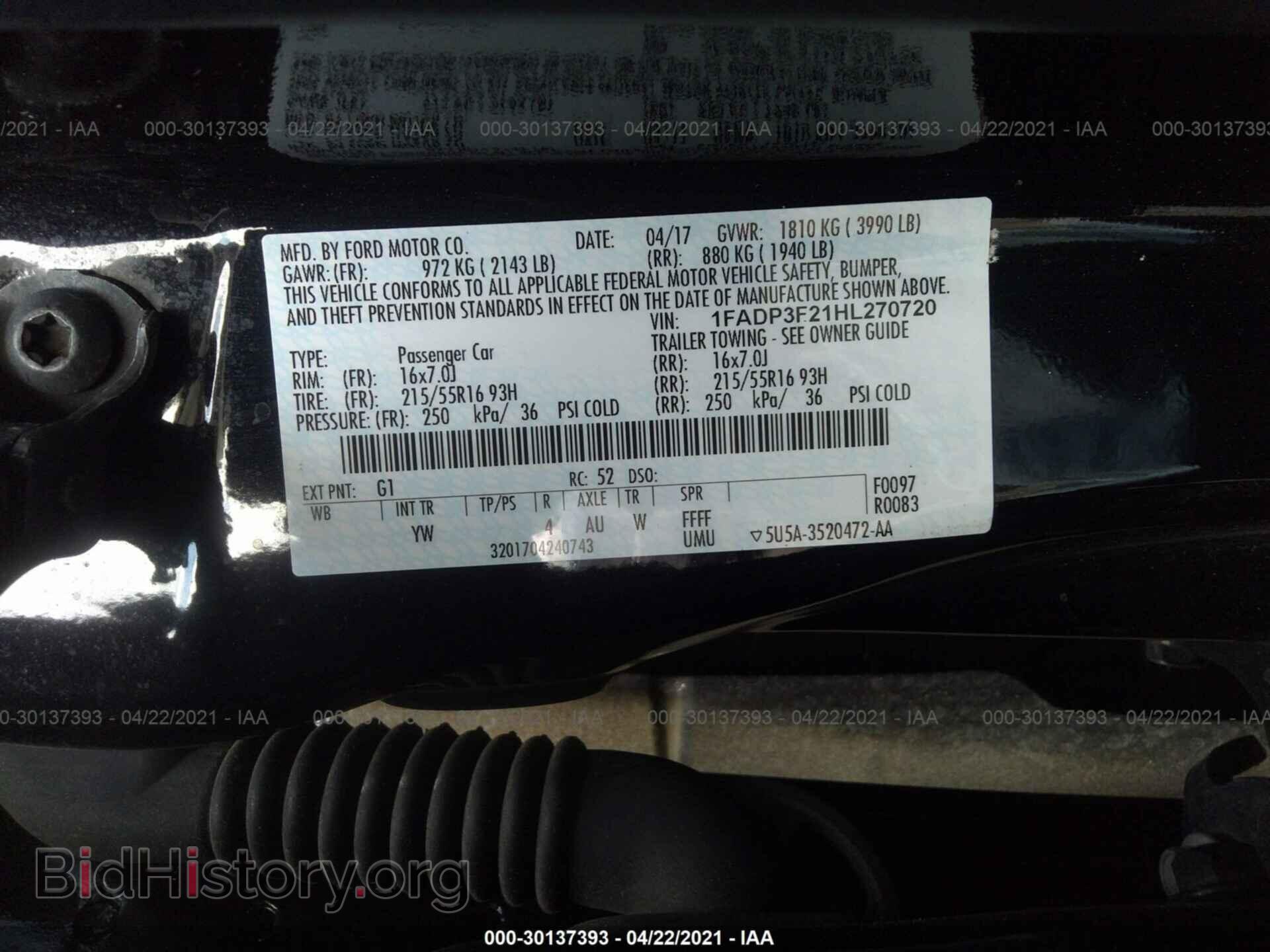2017 FORD FOCUS - VIN: 1FADP3F21HL270720 - Фото 9