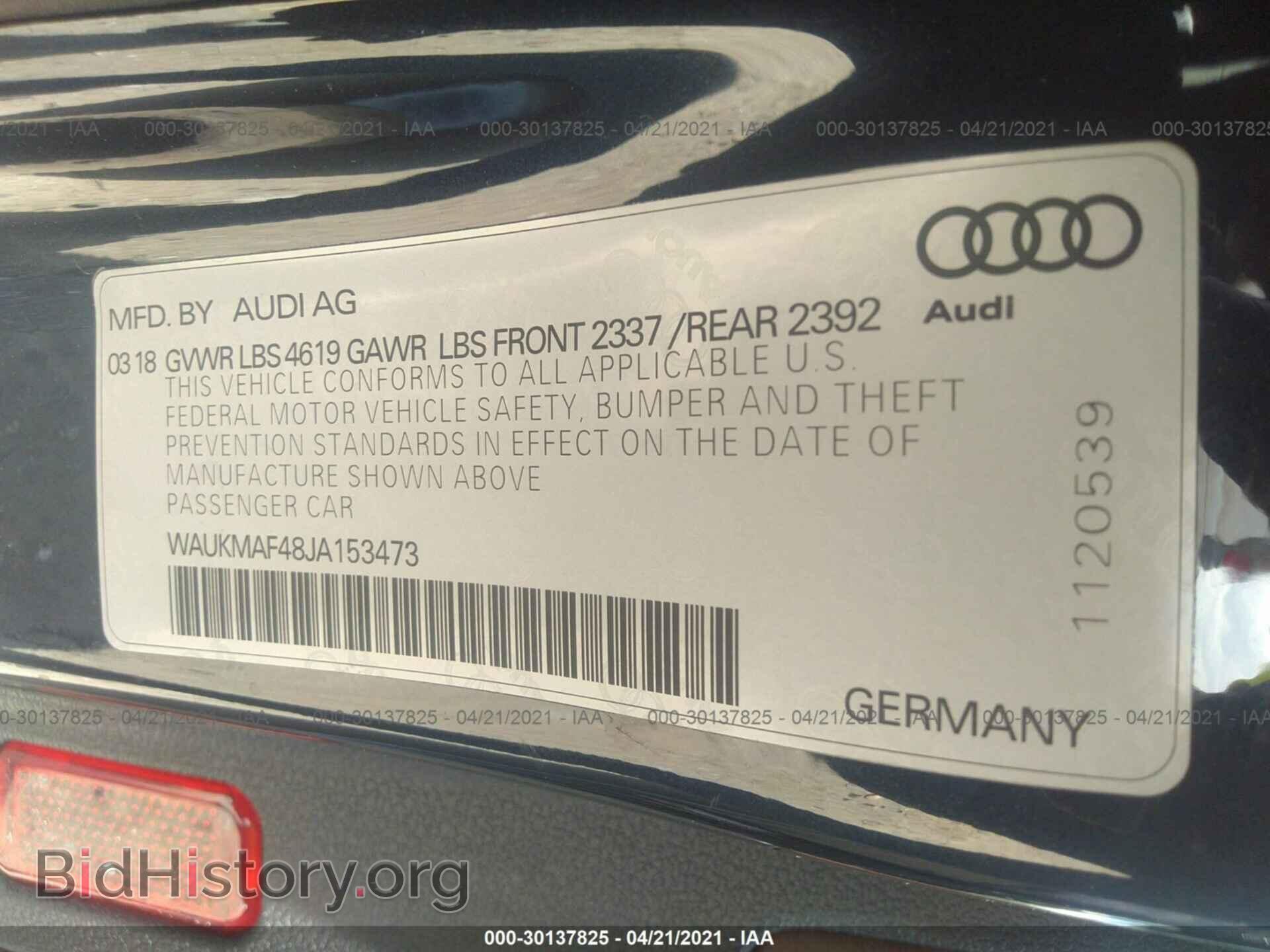 2018 AUDI A4 - VIN: WAUKMAF48JA153473 - Фото 9