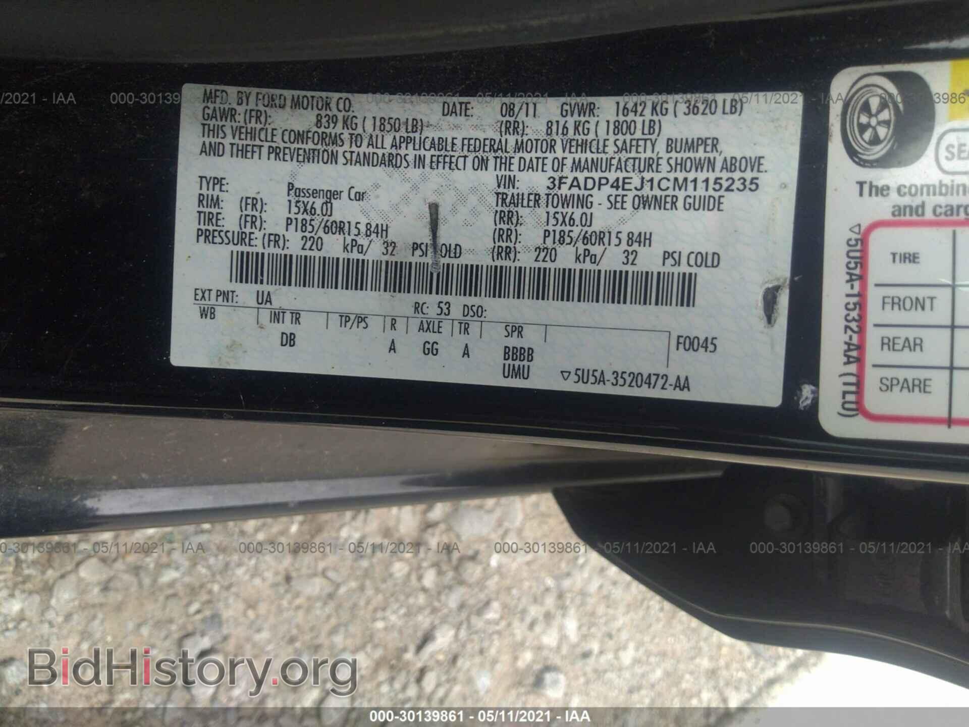 2012 FORD FIESTA - VIN: 3FADP4EJ1CM115235 - Фото 9