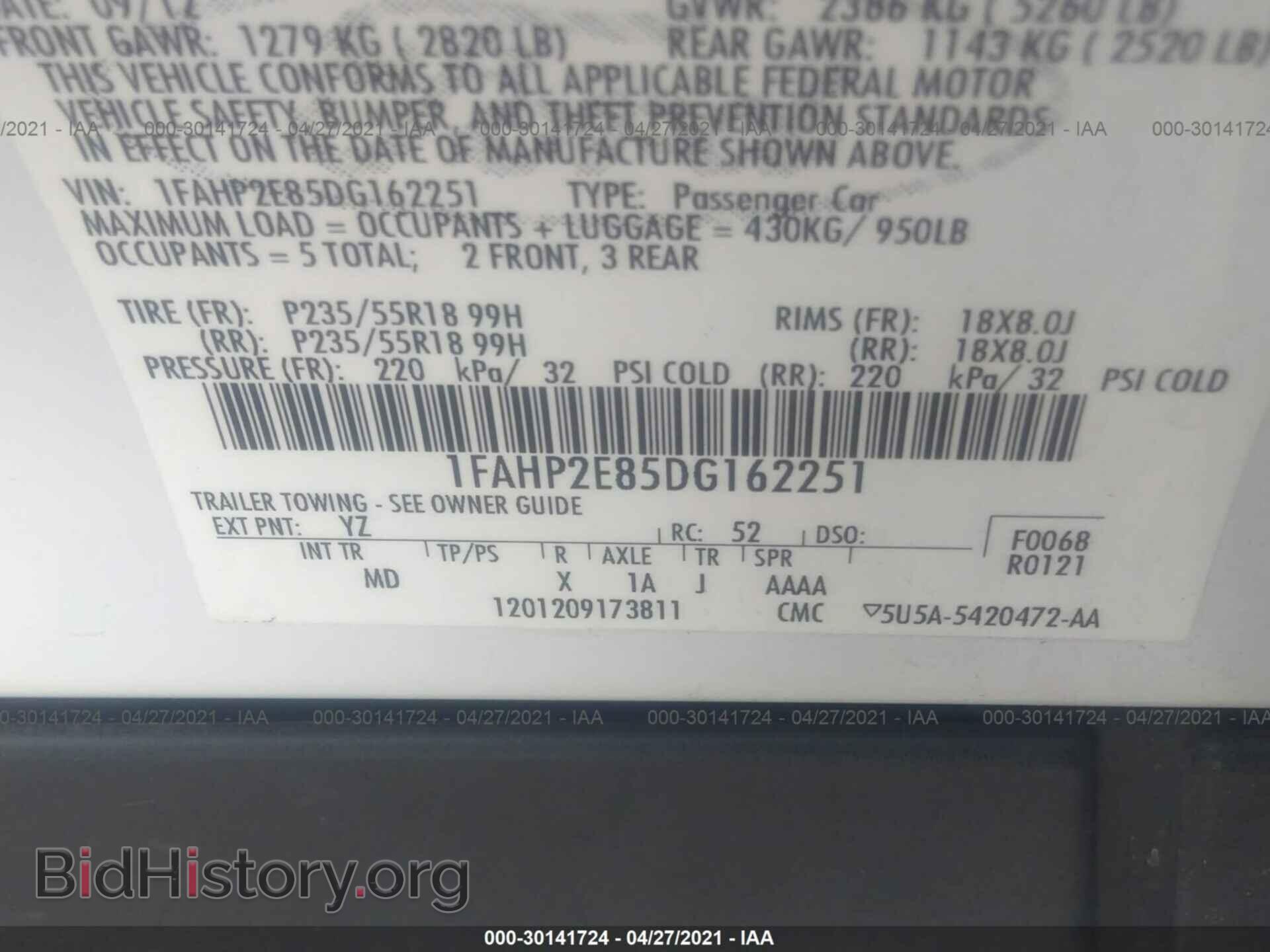 2013 FORD TAURUS - VIN: 1FAHP2E85DG162251 - Photo 9