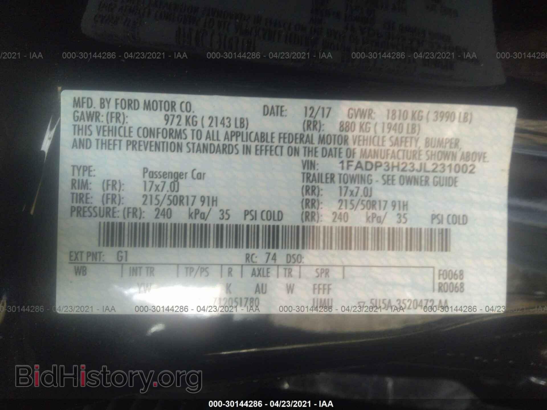 2018 FORD FOCUS - VIN: 1FADP3H23JL231002 - Photo 9
