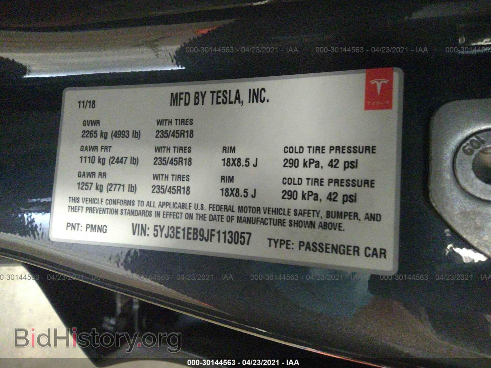 2018 TESLA MODEL 3 - VIN: 5YJ3E1EB9JF113057 - Photo 9