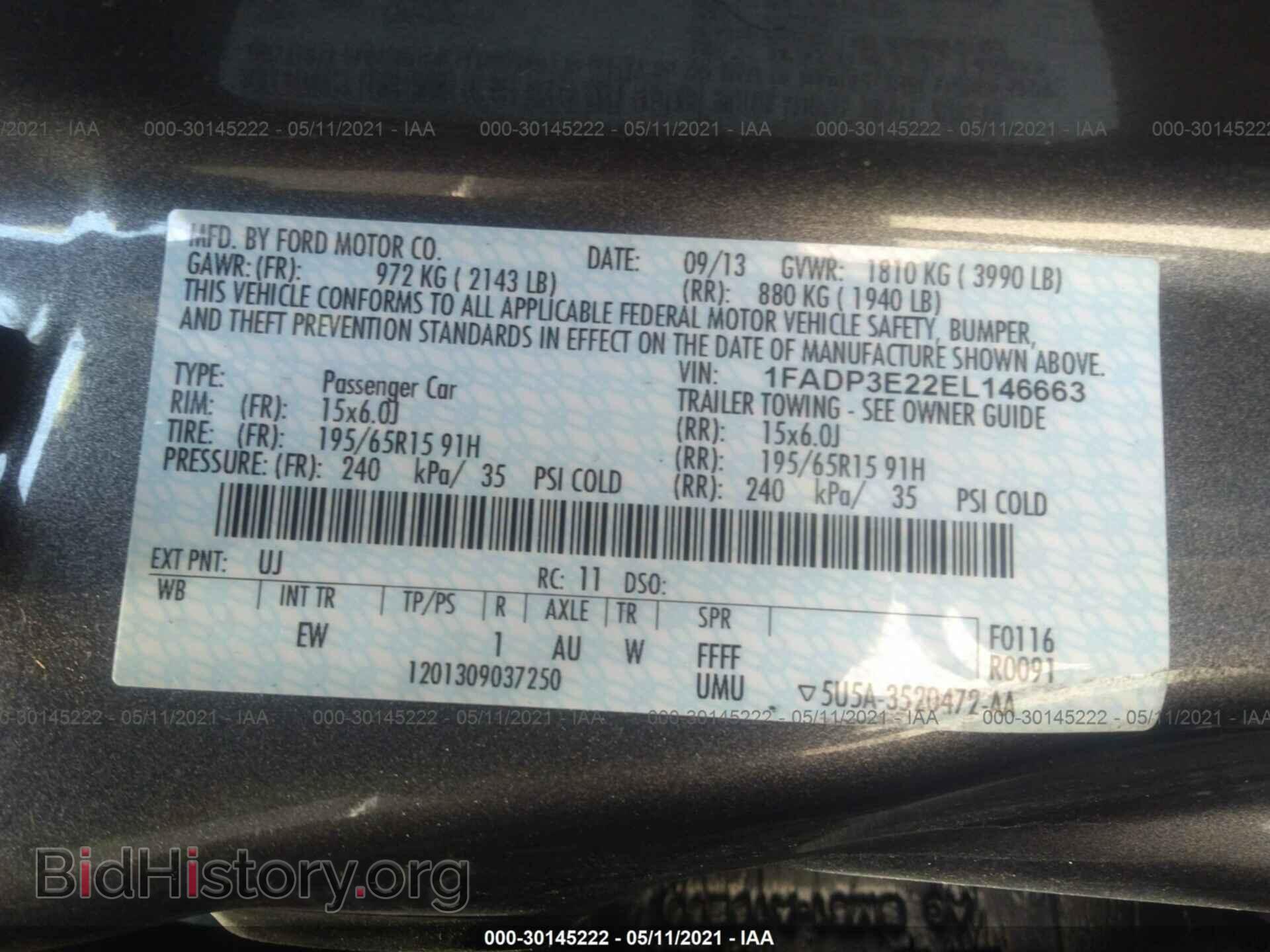 2014 FORD FOCUS - VIN: 1FADP3E22EL146663 - Фото 9
