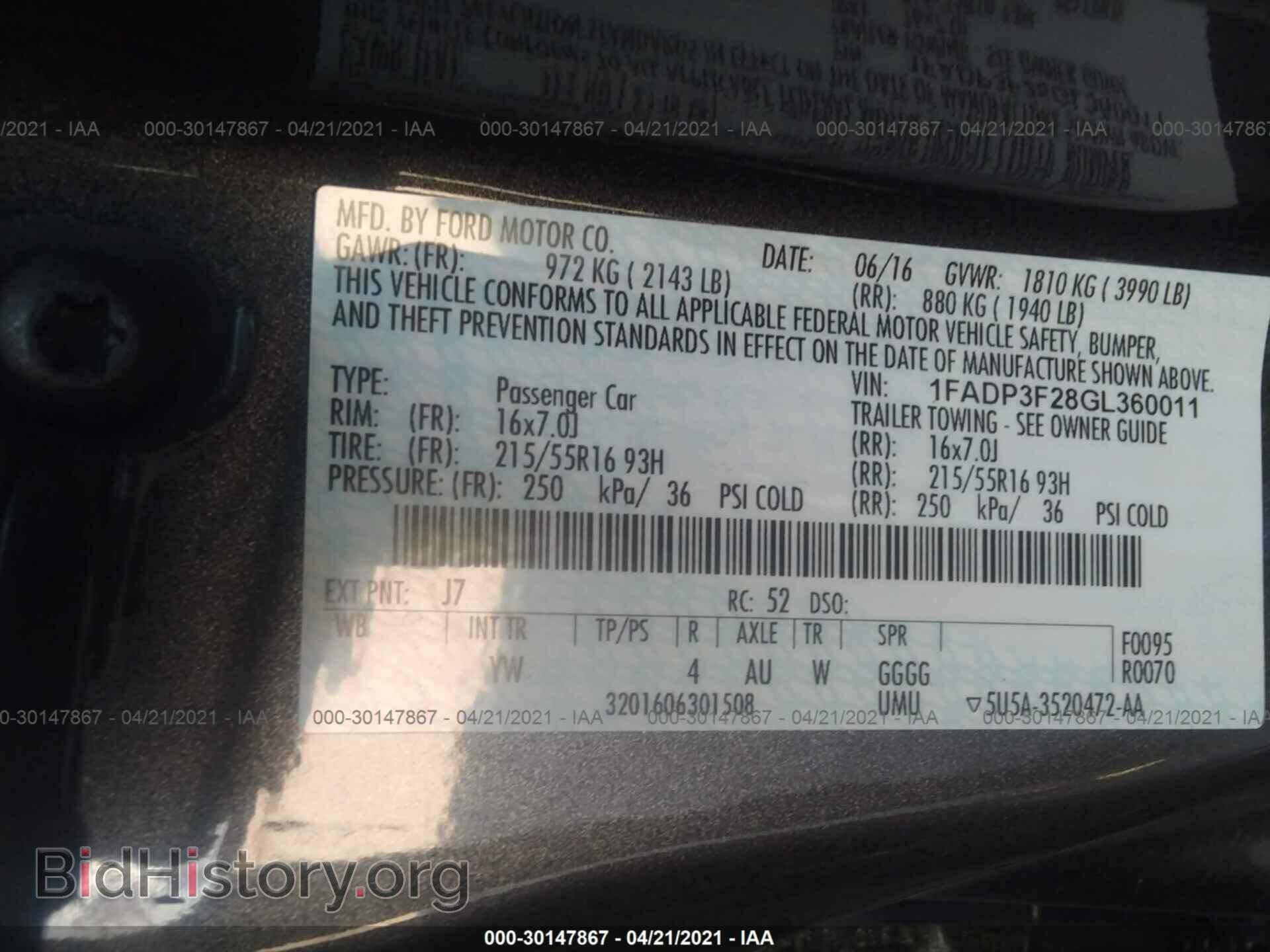2016 FORD FOCUS - VIN: 1FADP3F28GL360011 - Фото 9