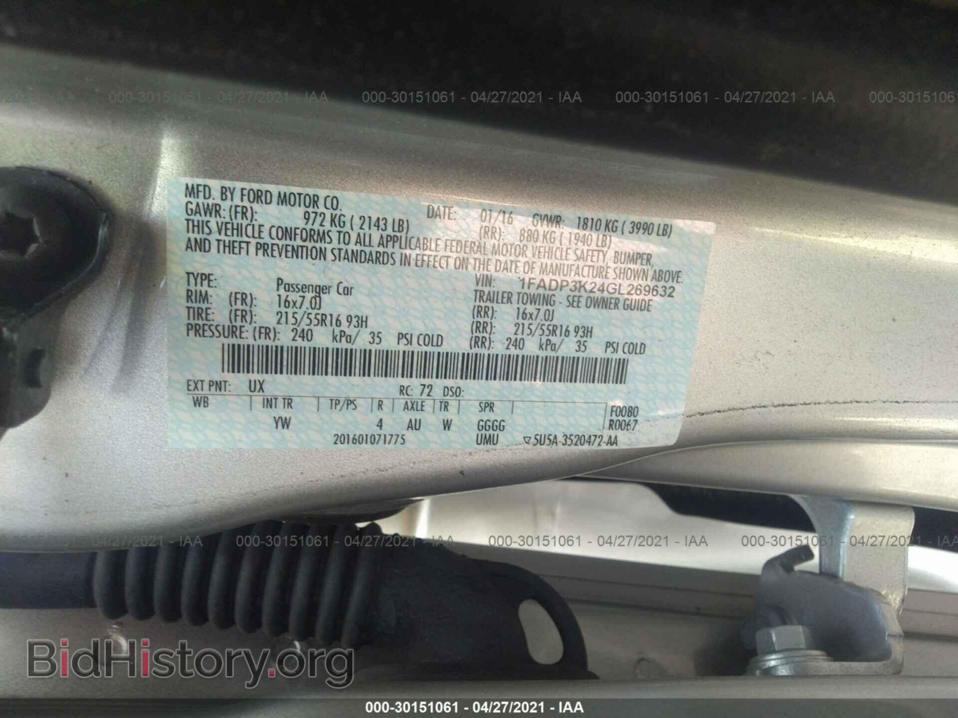 2016 FORD FOCUS - VIN: 1FADP3K24GL269632 - Photo 9