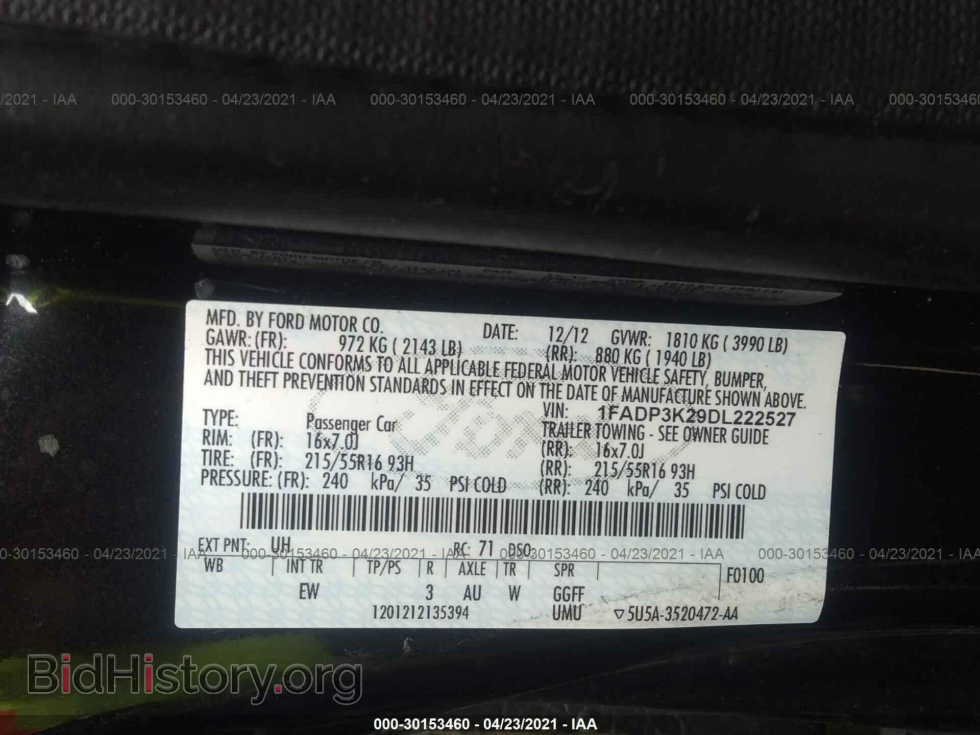 2013 FORD FOCUS - VIN: 1FADP3K29DL222527 - Фото 9