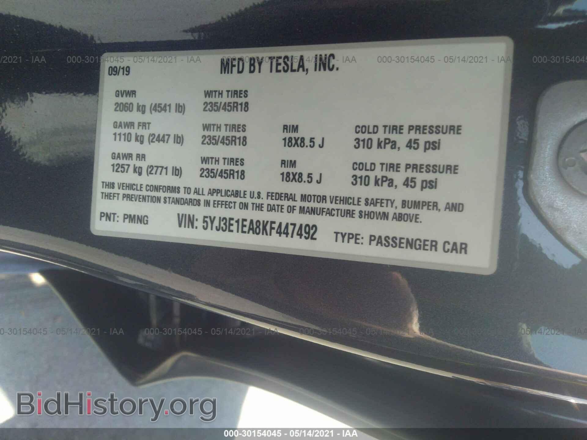 2019 TESLA MODEL 3 - VIN: 5YJ3E1EA8KF447492 - Photo 9
