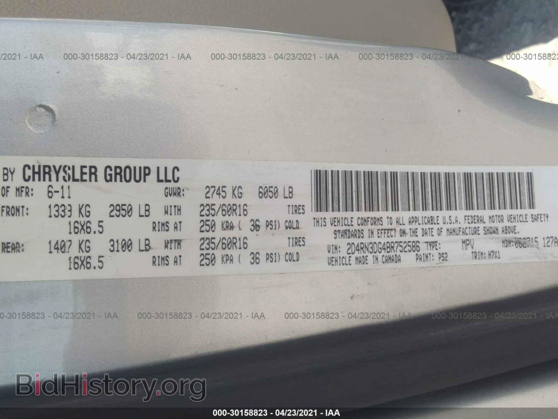 2011 DODGE GRAND CARAVAN - VIN: 2D4RN3DG4BR752586 - Фото 9