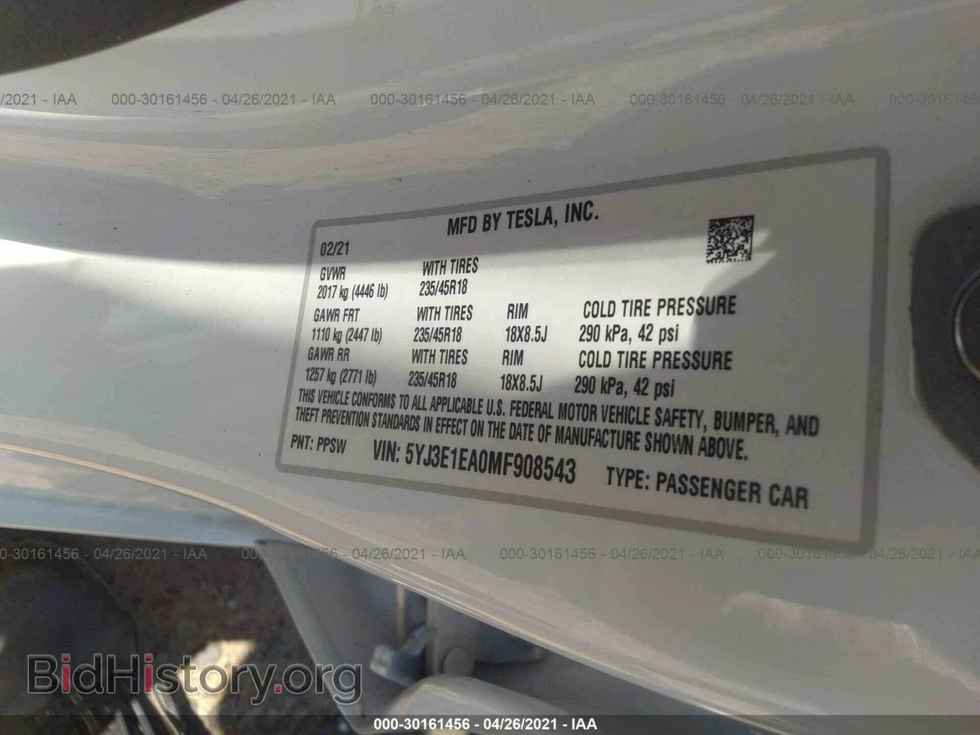 2021 TESLA MODEL 3 - VIN: 5YJ3E1EA0MF908543 - Photo 9