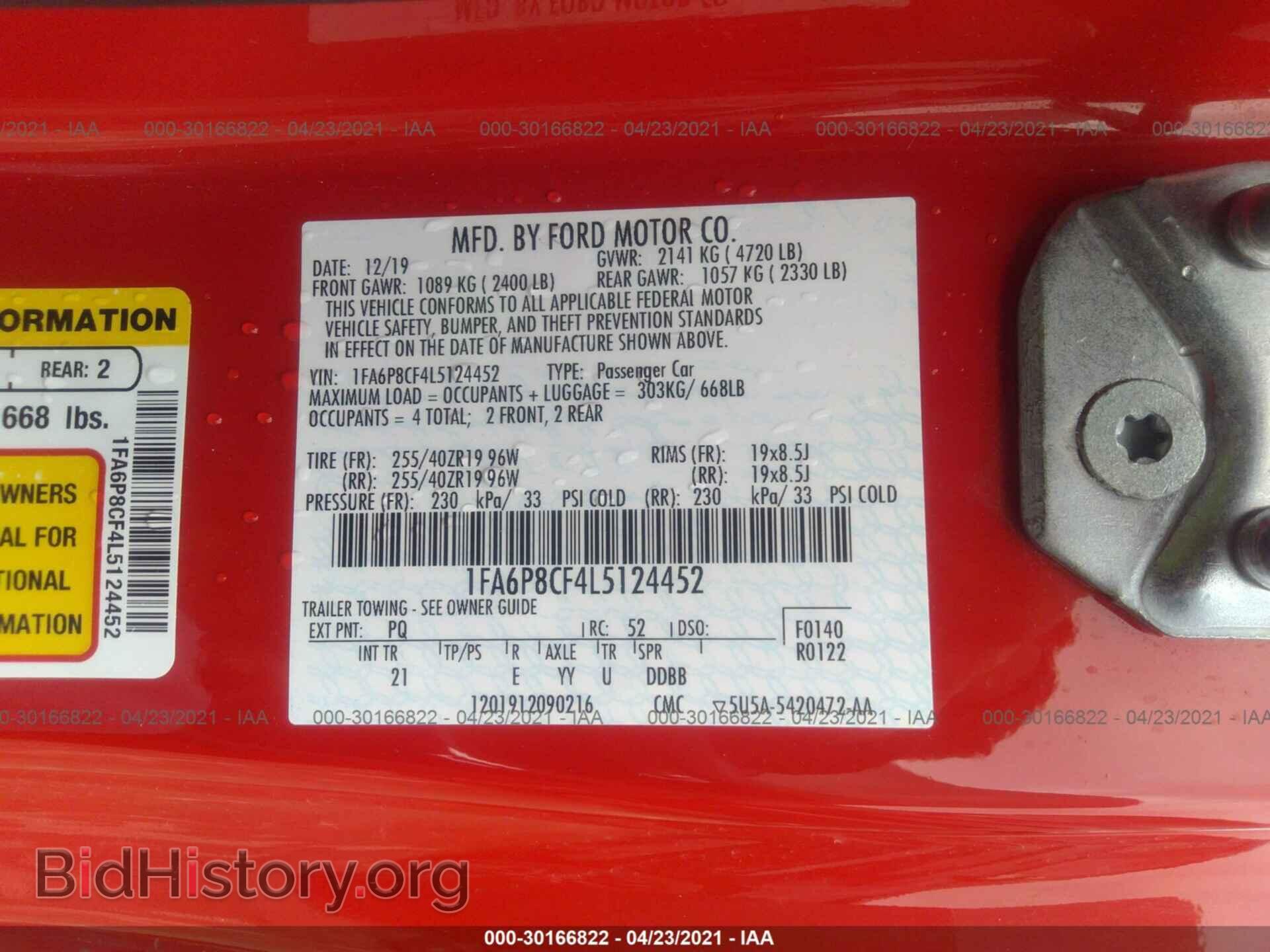 2020 FORD MUSTANG - VIN: 1FA6P8CF4L5124452 - Фото 9