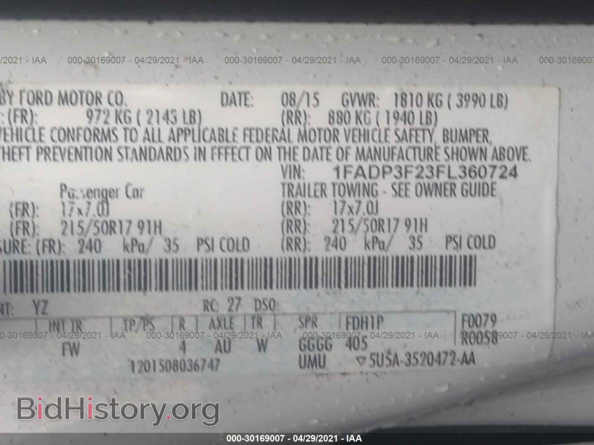 2015 FORD FOCUS - VIN: 1FADP3F23FL360724 - Фото 9