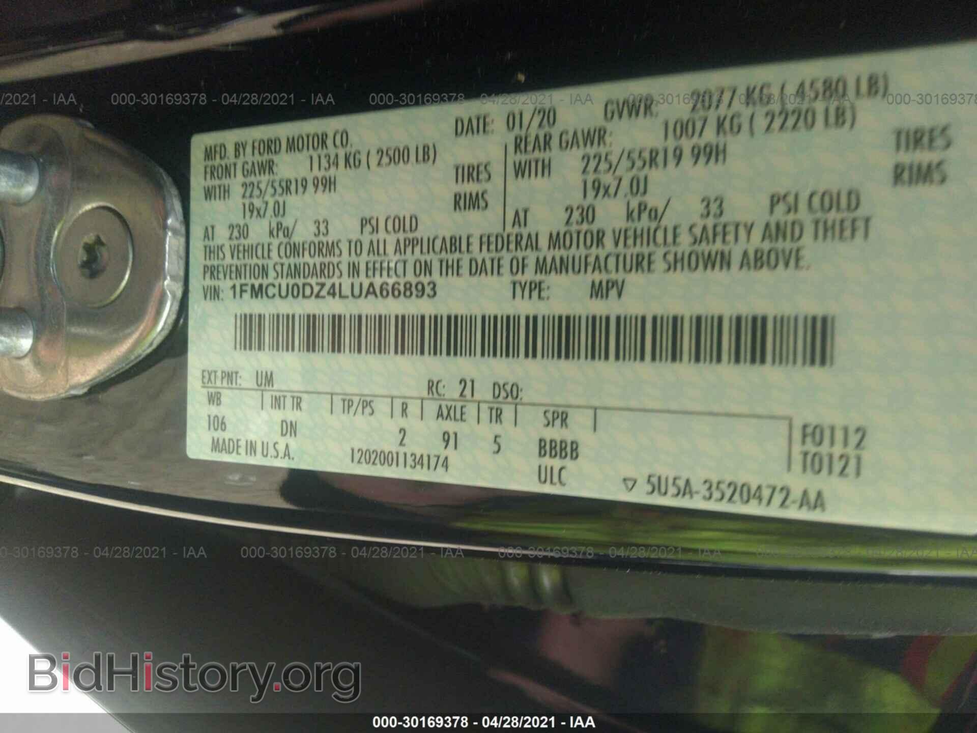 2020 FORD ESCAPE - VIN: 1FMCU0DZ4LUA66893 - Photo 9