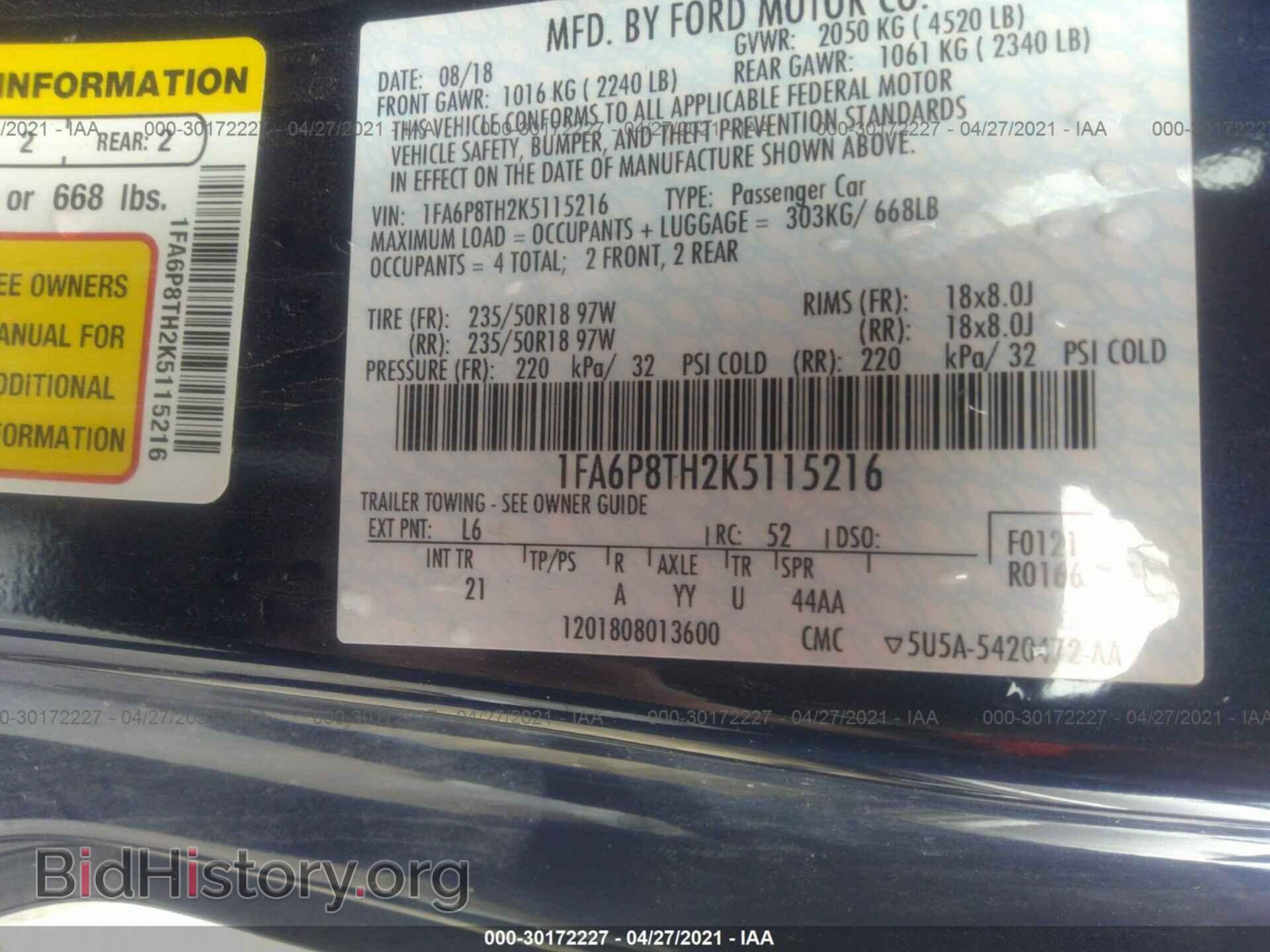 2019 FORD MUSTANG - VIN: 1FA6P8TH2K5115216 - Photo 9