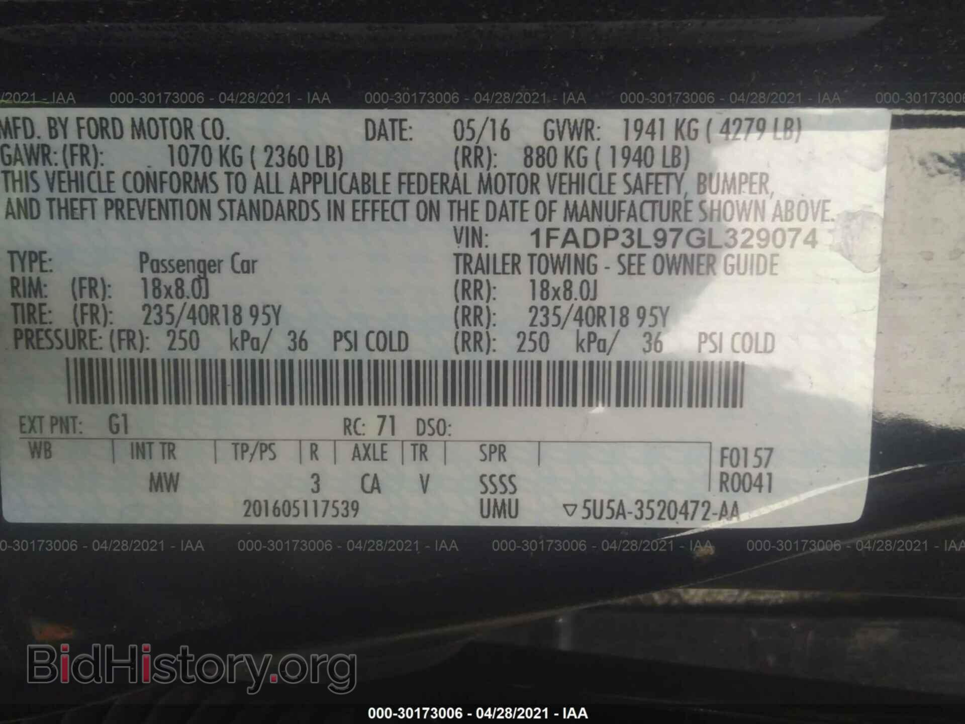 2016 FORD FOCUS - VIN: 1FADP3L97GL329074 - Фото 9