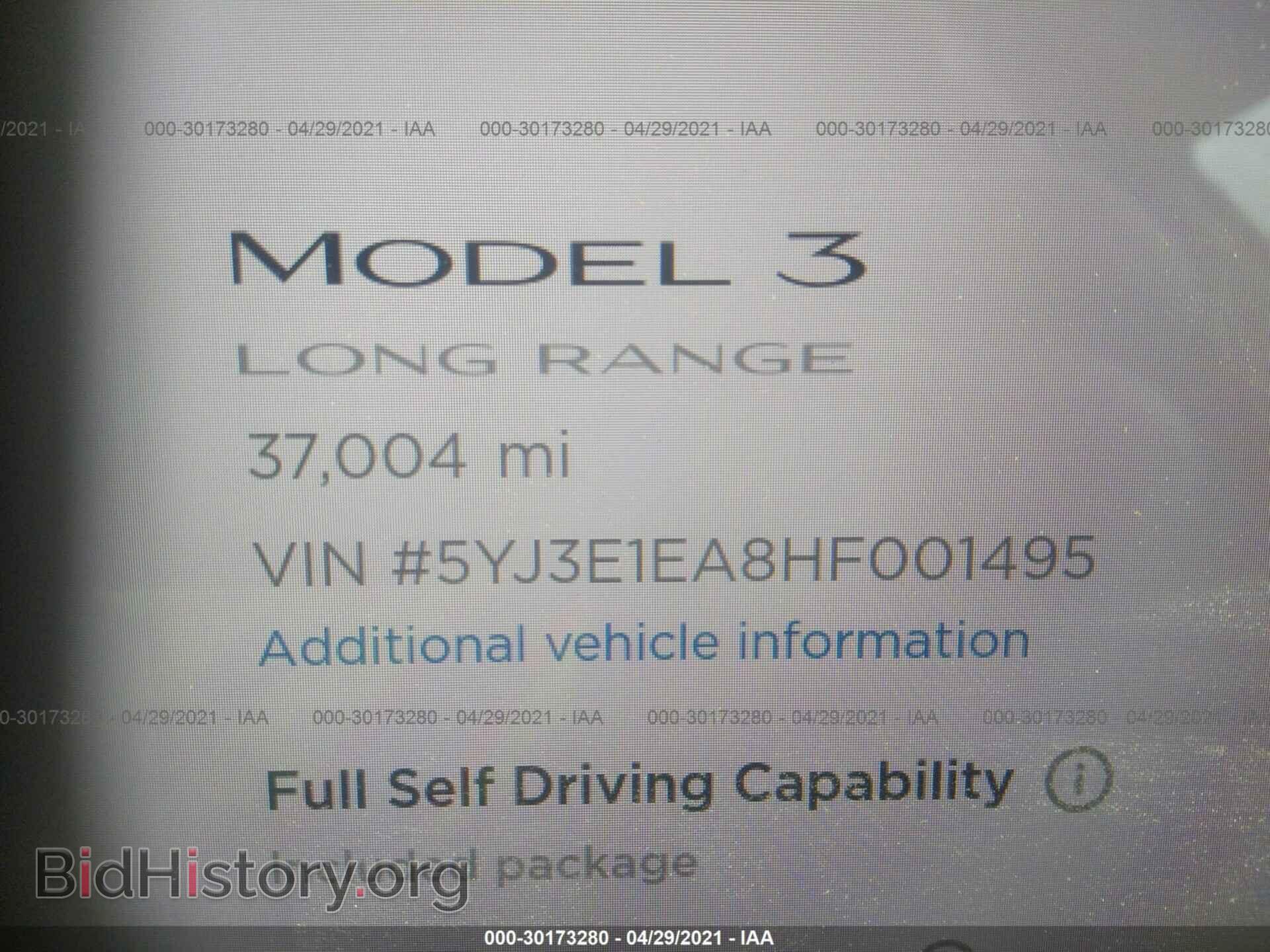 2017 TESLA MODEL 3 - VIN: 5YJ3E1EA8HF001495 - Photo 9