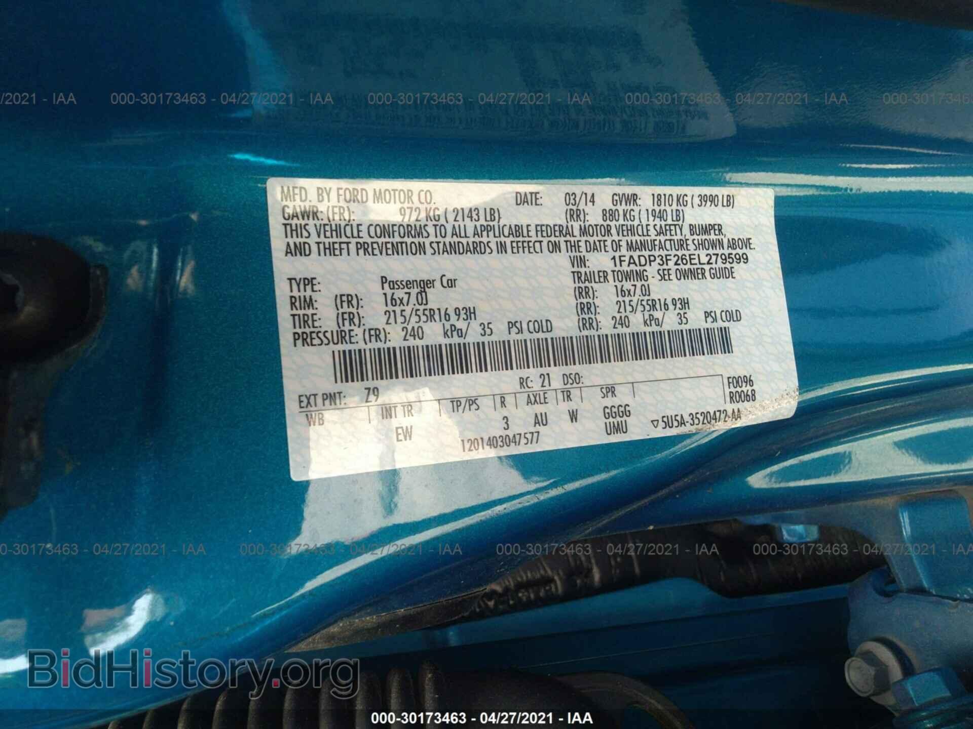 2014 FORD FOCUS - VIN: 1FADP3F26EL279599 - Фото 9