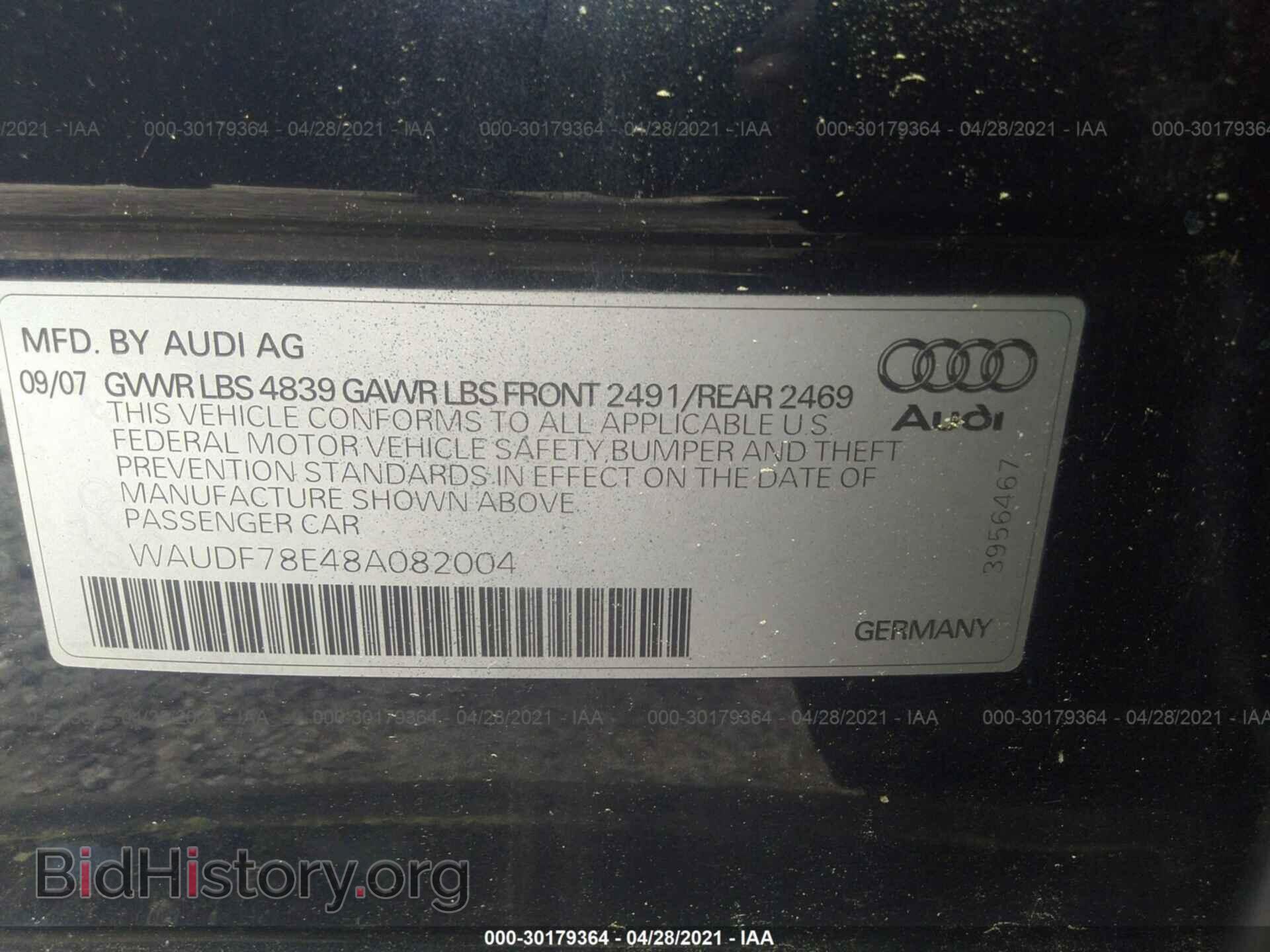 2008 AUDI A4 - VIN: WAUDF78E48A082004 - Photo 9