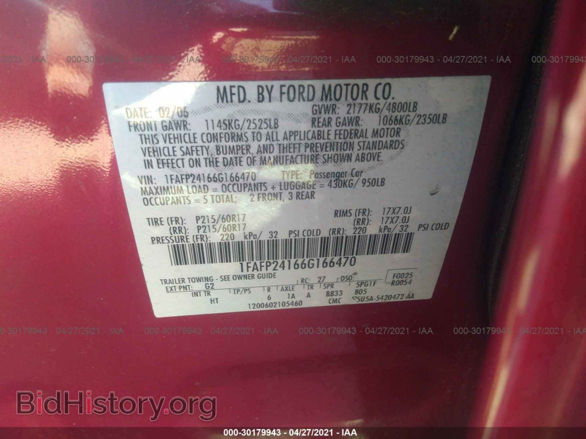 2006 FORD FIVE HUNDRED - VIN: 1FAFP24166G166470 - Фото 9