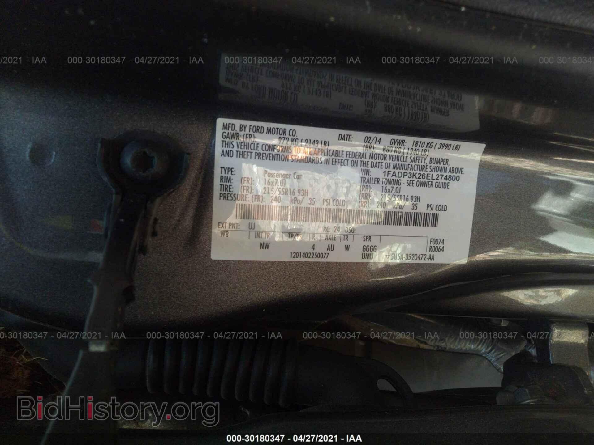 2014 FORD FOCUS - VIN: 1FADP3K26EL274800 - Фото 9