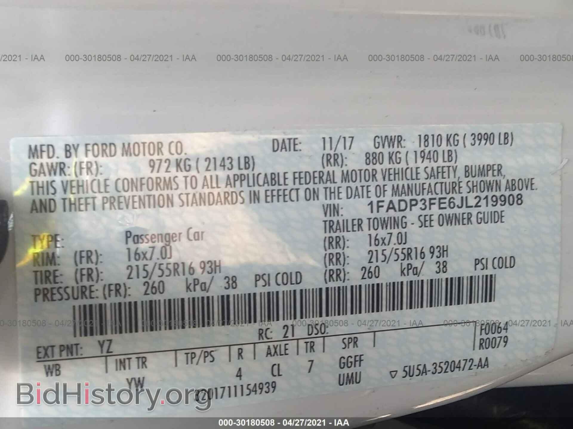 2018 FORD FOCUS - VIN: 1FADP3FE6JL219908 - Фото 9