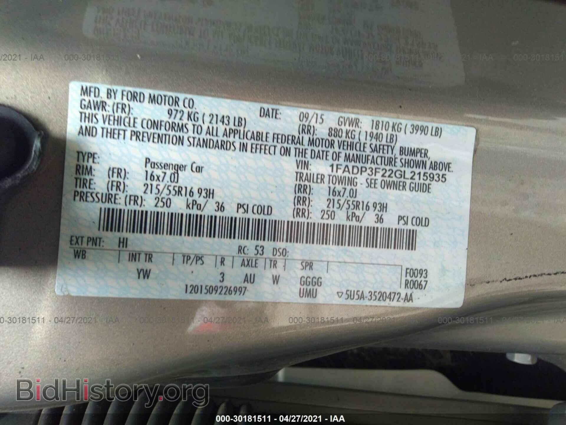 2016 FORD FOCUS - VIN: 1FADP3F22GL215935 - Photo 9