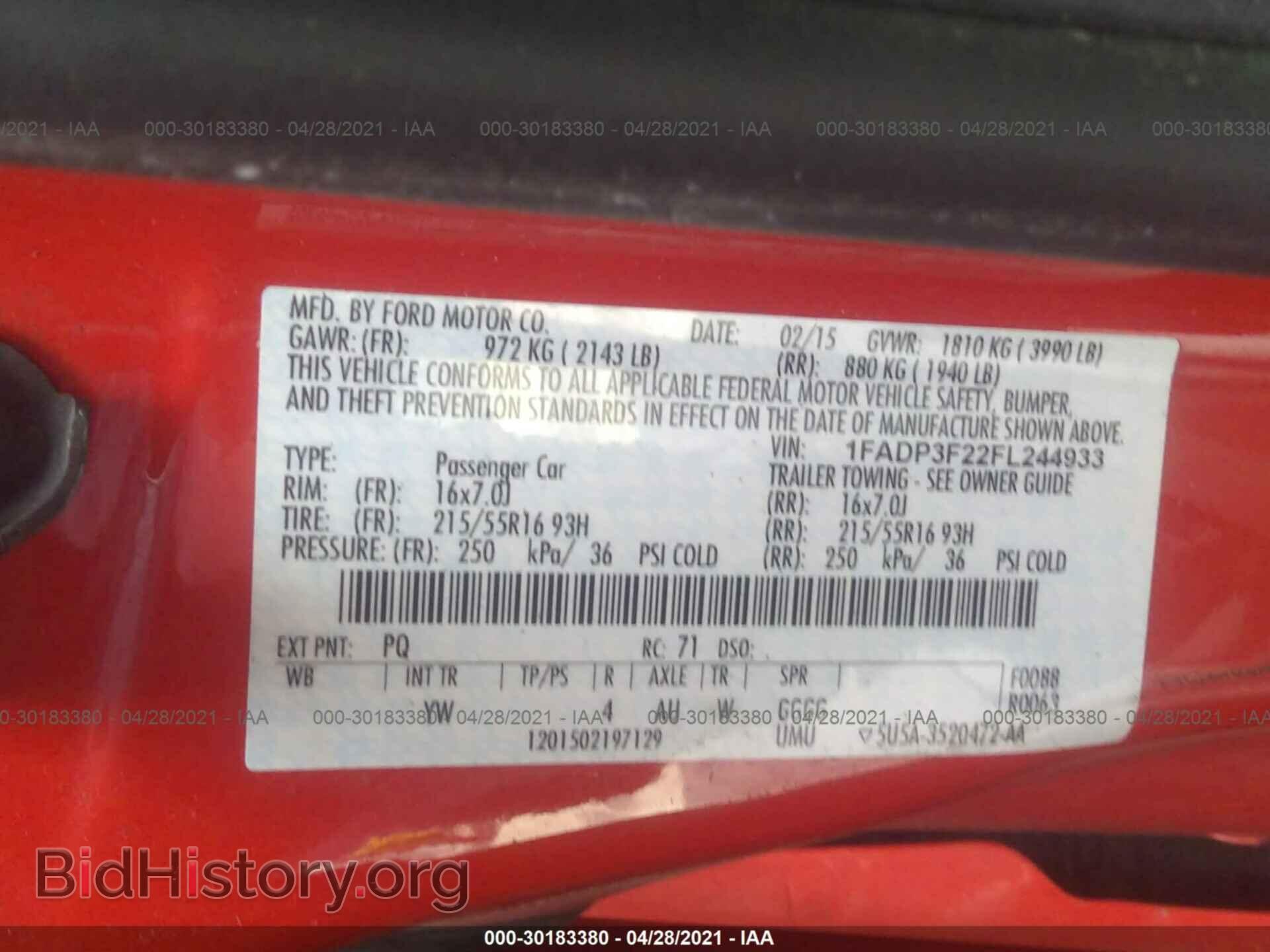 2015 FORD FOCUS - VIN: 1FADP3F22FL244933 - Фото 9