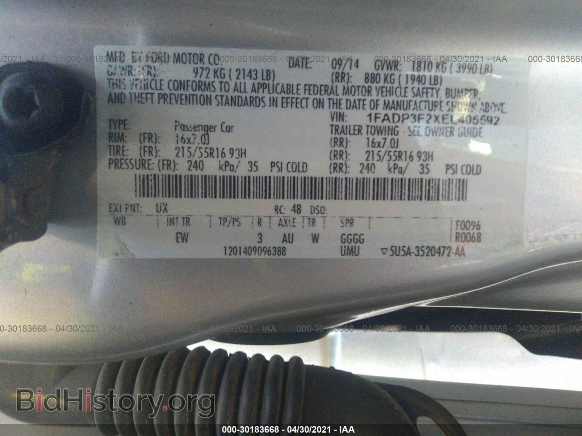 2014 FORD FOCUS - VIN: 1FADP3F2XEL405592 - Фото 9