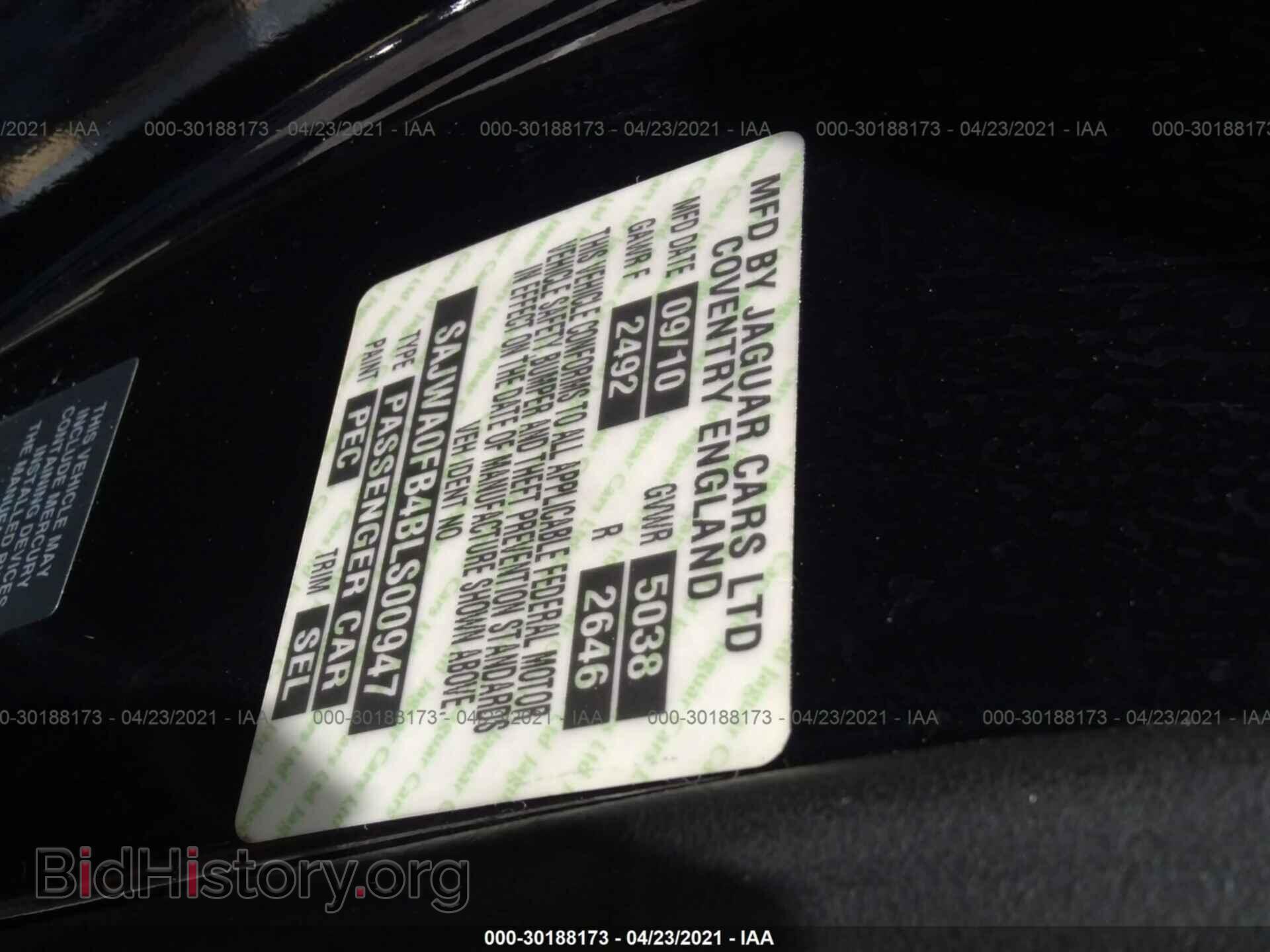 2011 JAGUAR XF - VIN: SAJWA0FB4BLS00947 - Фото 9