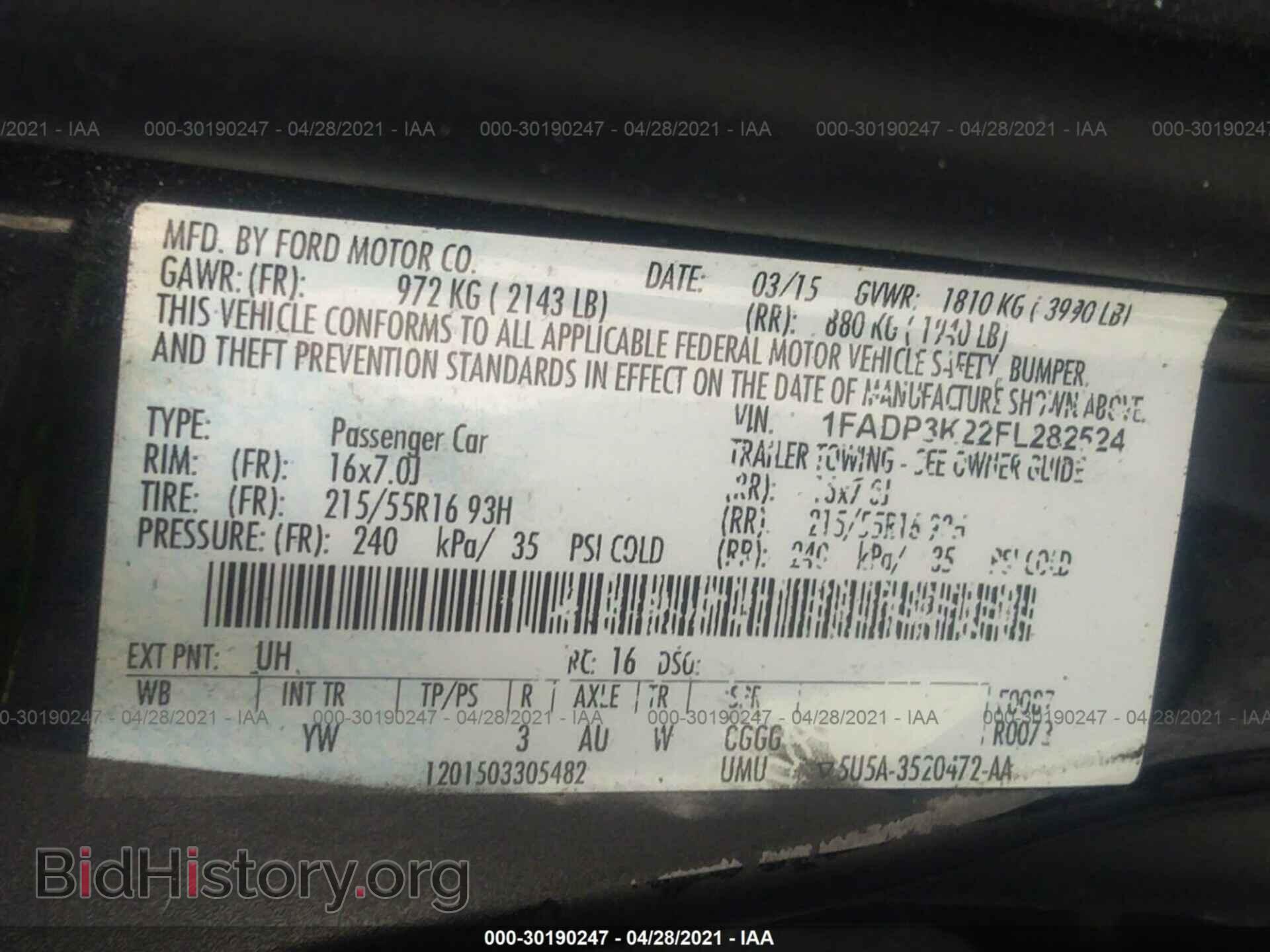 2015 FORD FOCUS - VIN: 1FADP3K22FL282524 - Фото 9