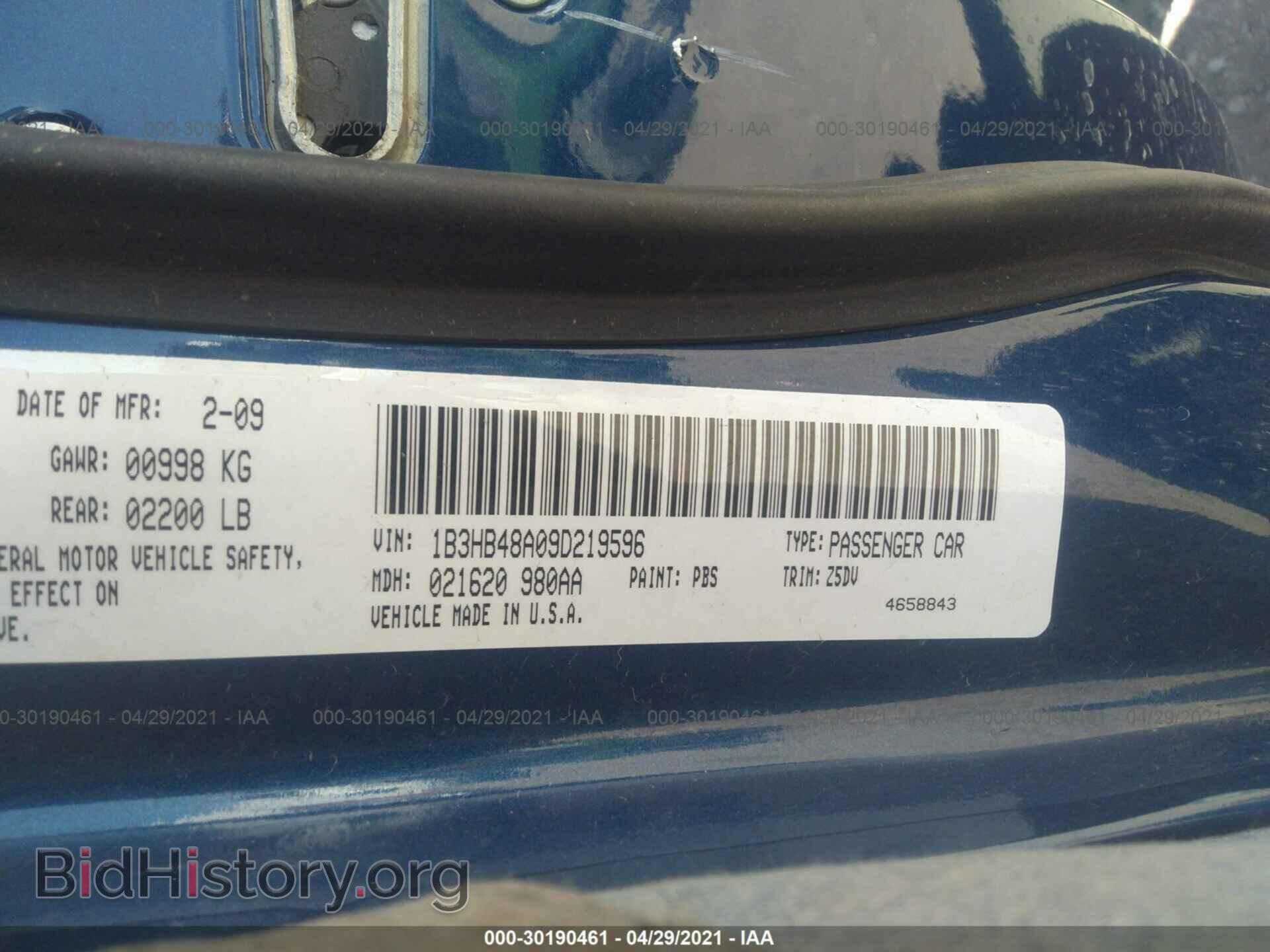 2009 DODGE CALIBER - VIN: 1B3HB48A09D219596 - Photo 9