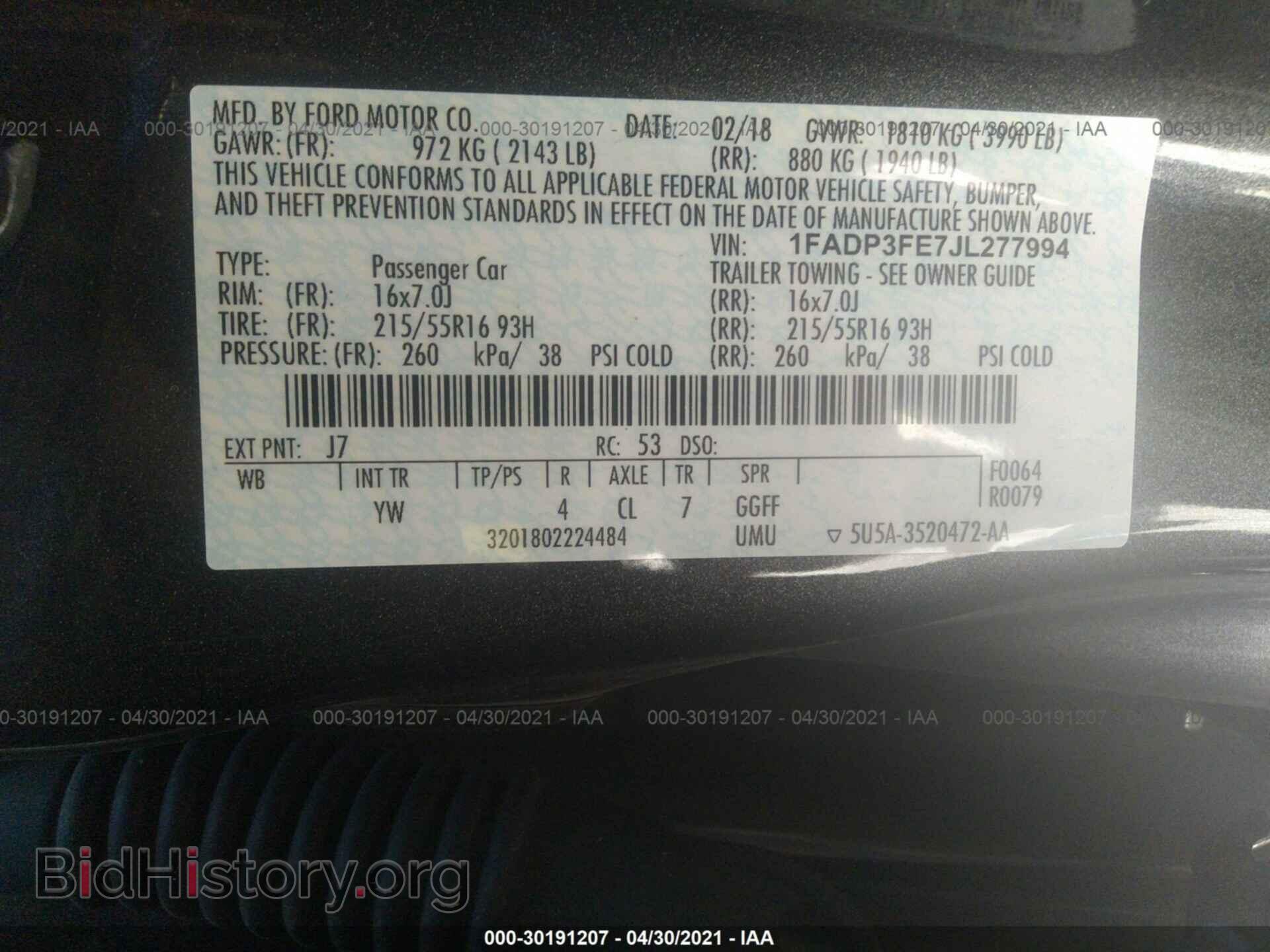 2018 FORD FOCUS - VIN: 1FADP3FE7JL277994 - Фото 9